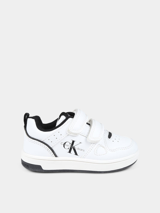 Sneakers bianche per bambini con logo,Calvin Klein Kids,V1B9 80719 1355100