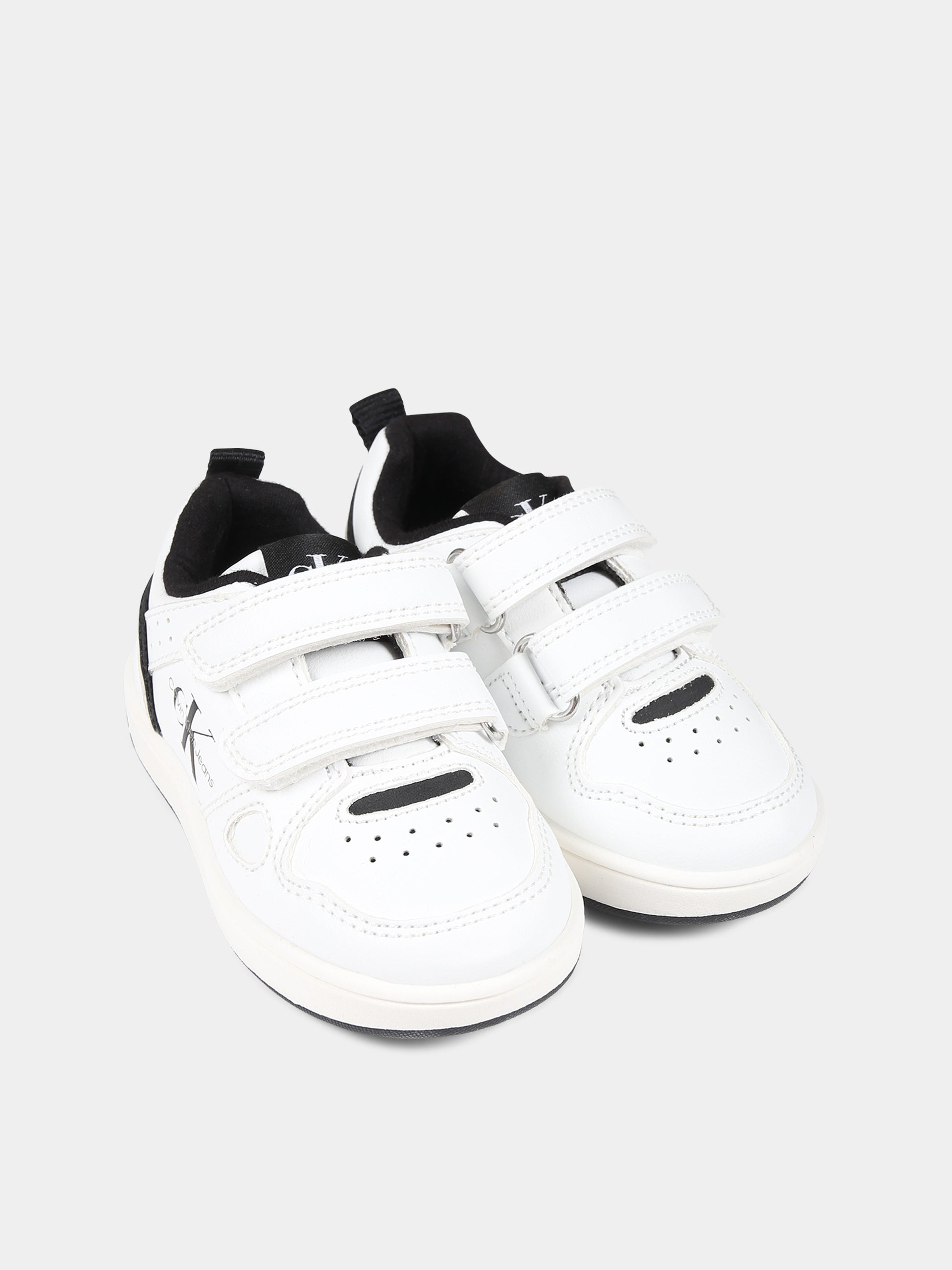 Sneakers bianche per bambini con logo,Calvin Klein Kids,V1B9 80719 1355100