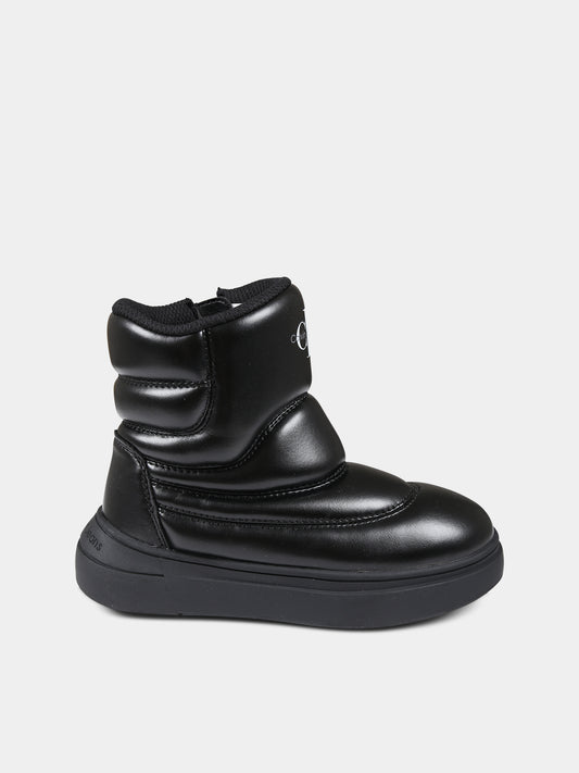 Stivaletti neri per bambina con logo,Calvin Klein Kids,V3A5 80669 1355999