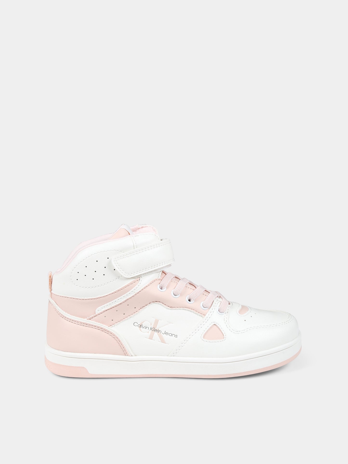 Sneakers bianche per bambina con logo,Calvin Klein Kids,V3A9 80656 1355A507