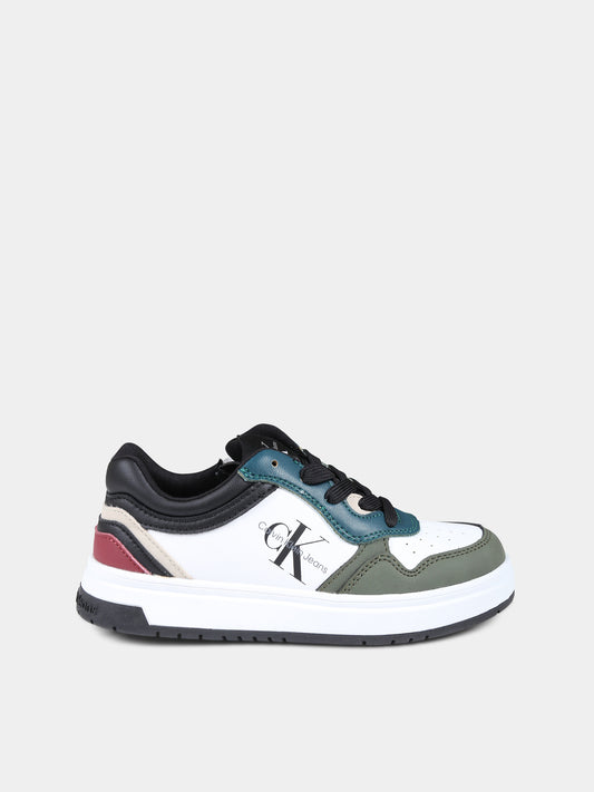 Sneakers bianche per bambino con logo,Calvin Klein Kids,V3X9 80727 1269Y913