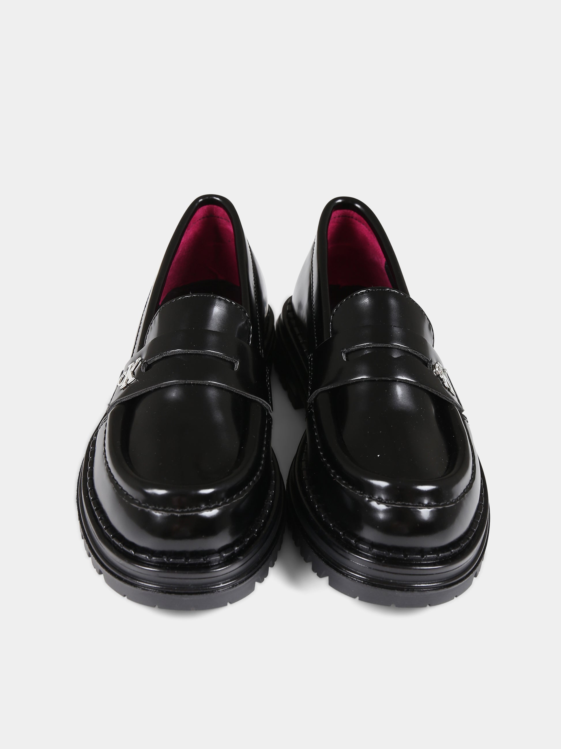 Mocassini neri per bambini con logo,Calvin Klein Kids,V4A4 80696 1453999