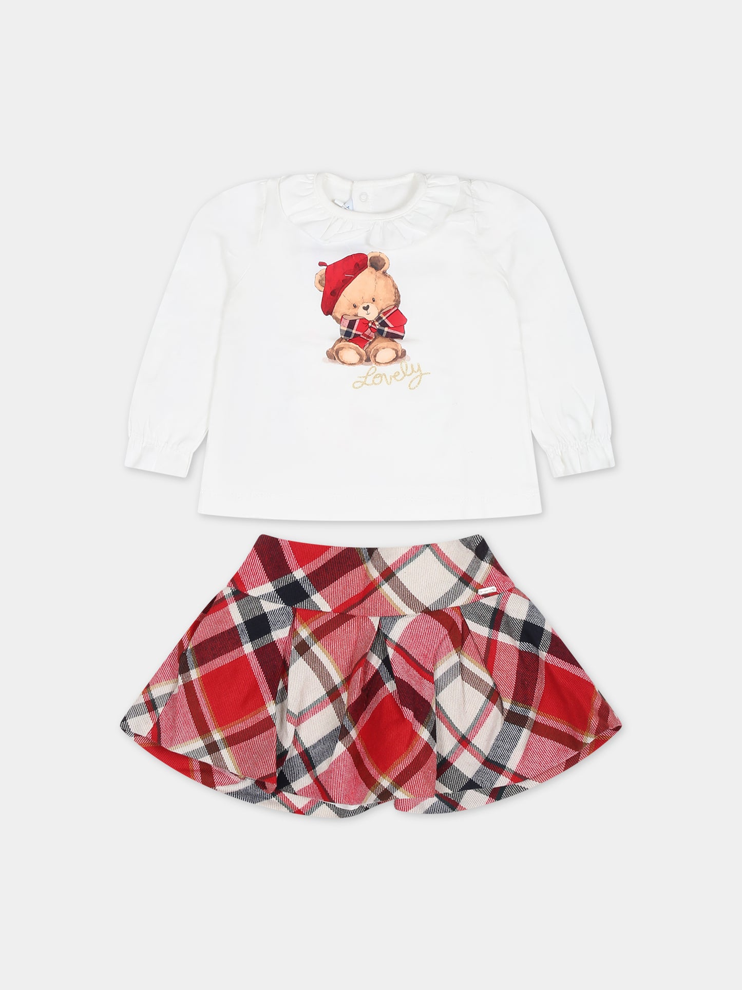 Completo bianco per neonata con stampa orso,Mayoral,2995 063