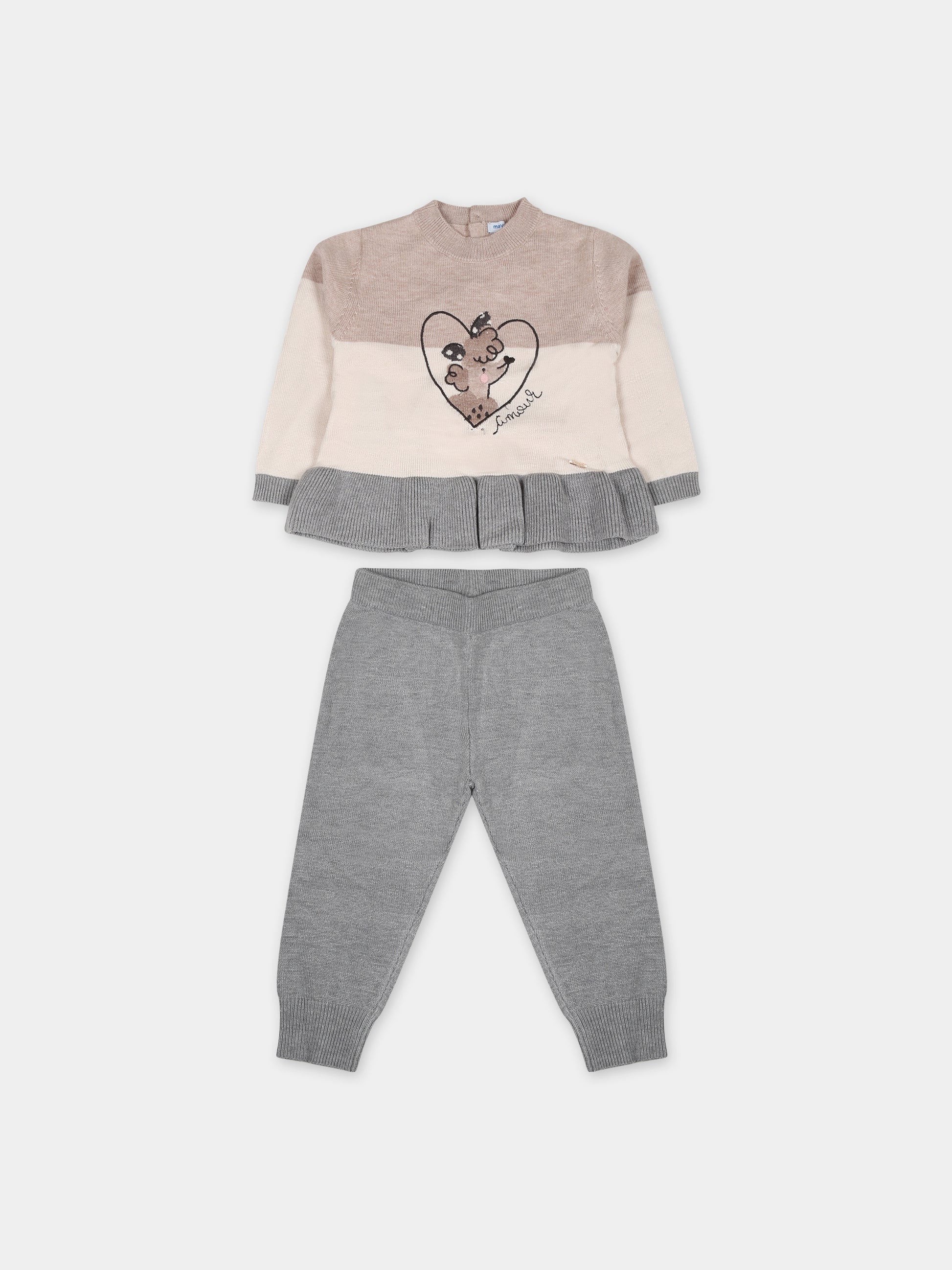 Completo grigio per neonata con cane e scritta,Mayoral,2528 069