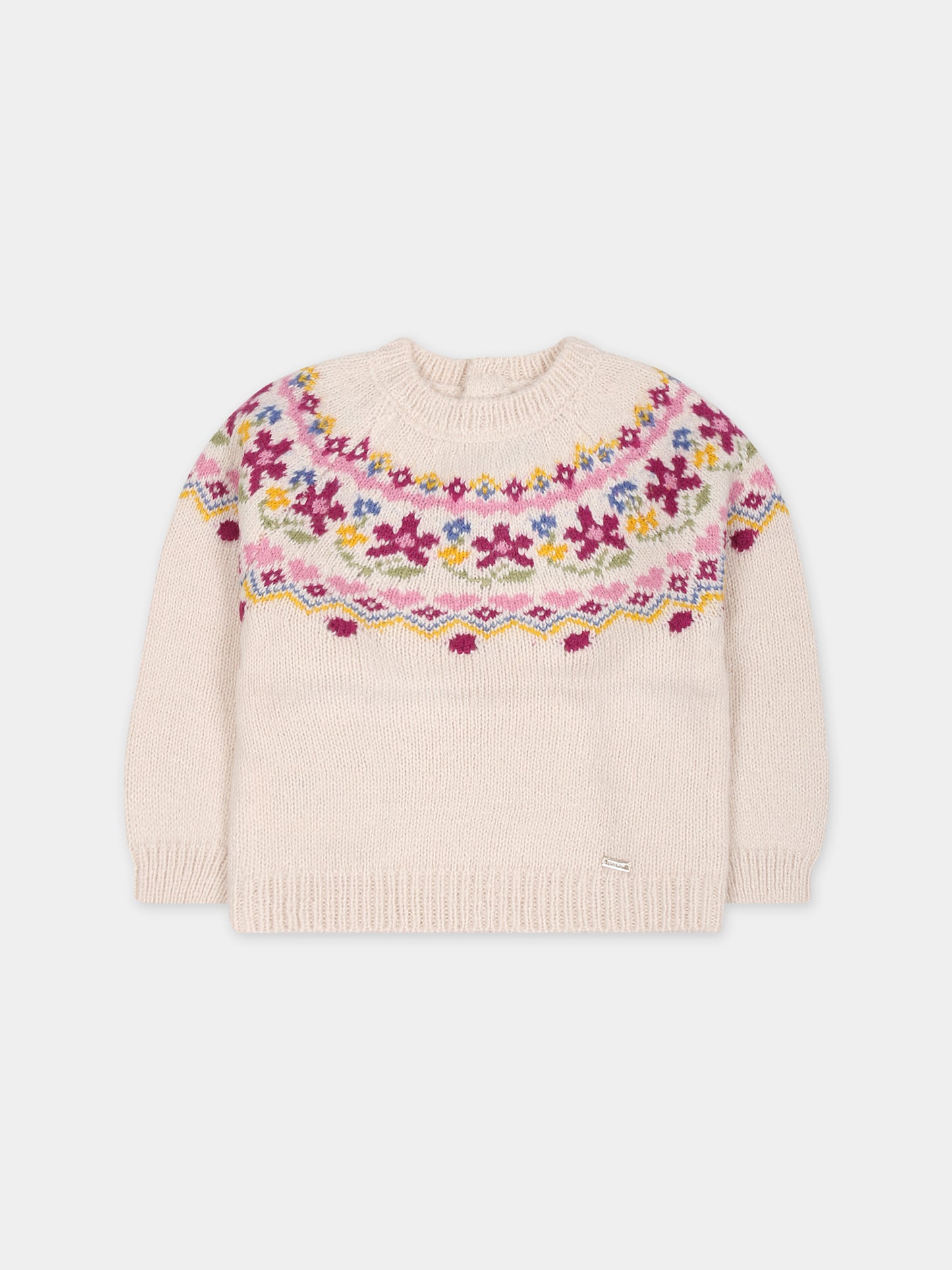 Maglione avorio per neonata con motivo jacquard,Mayoral,2311 032