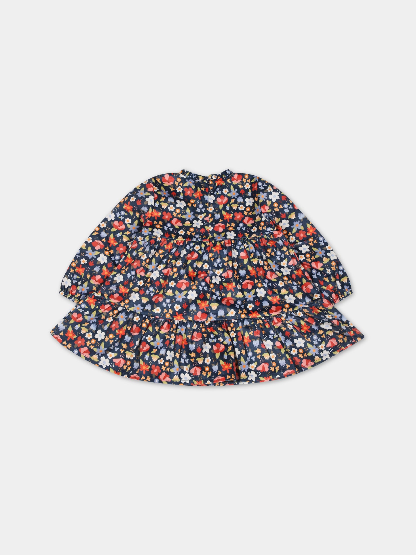 Vestito blu per neonata con stampa floreale,Mayoral,2985 047