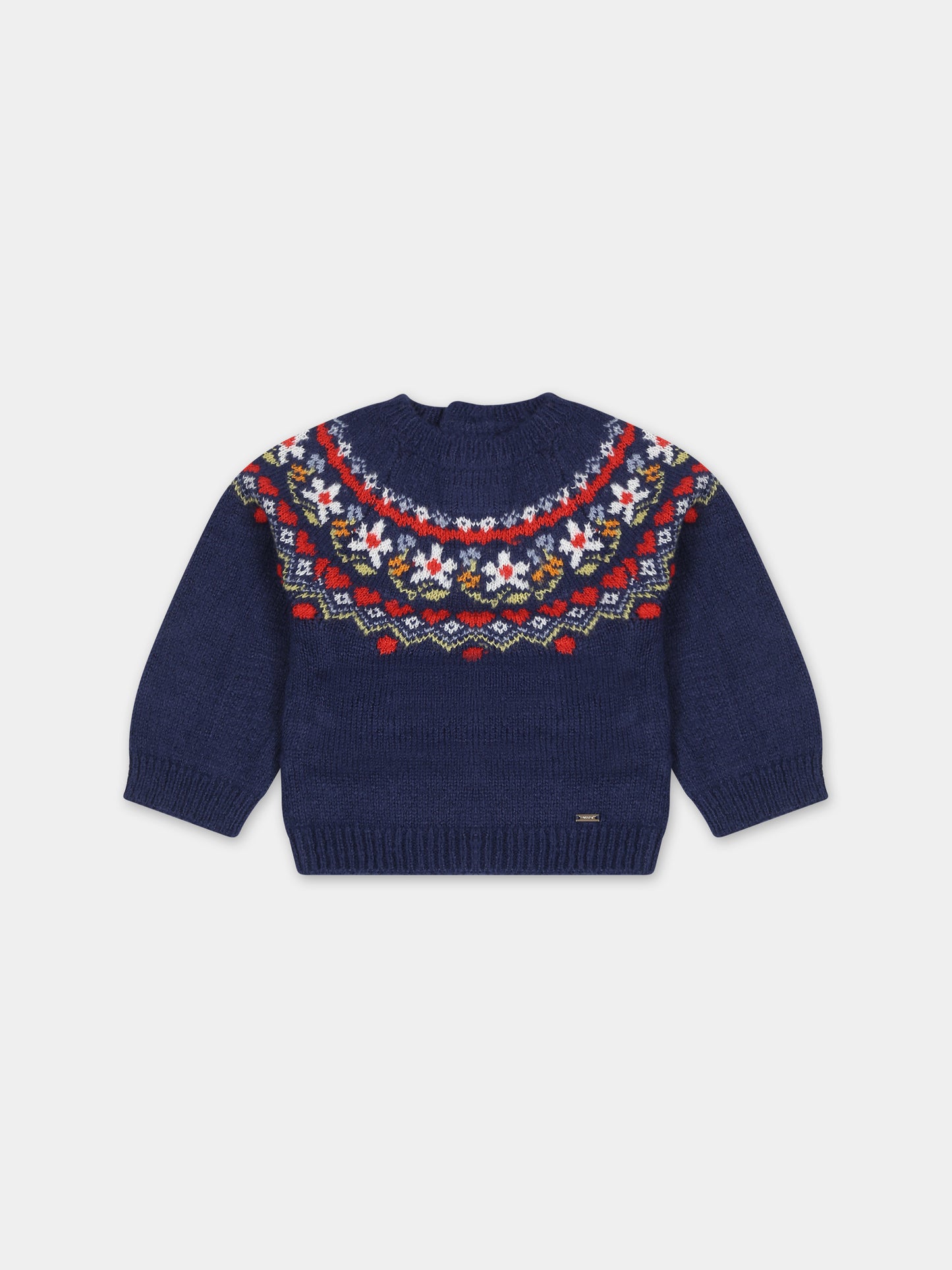 Maglione blu per neonata con motivo jacquard,Mayoral,2311 031