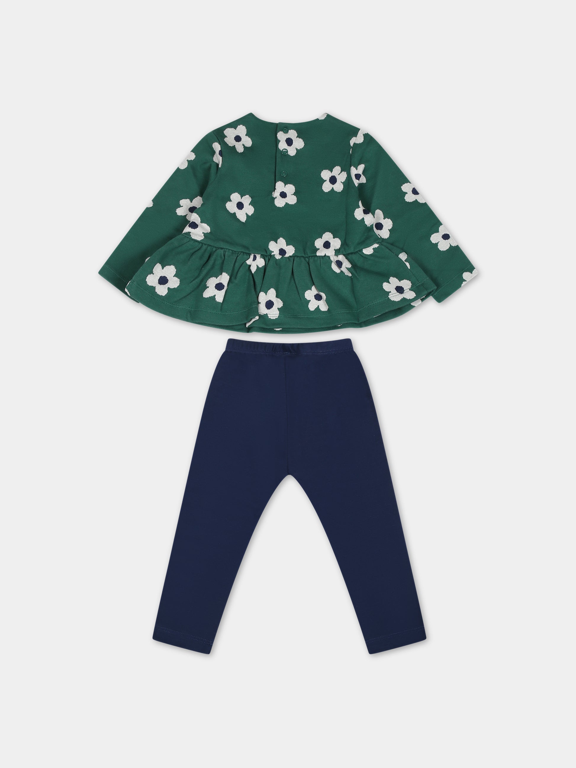 Completo verde per neonata con stampa fiori,Mayoral,2769 011