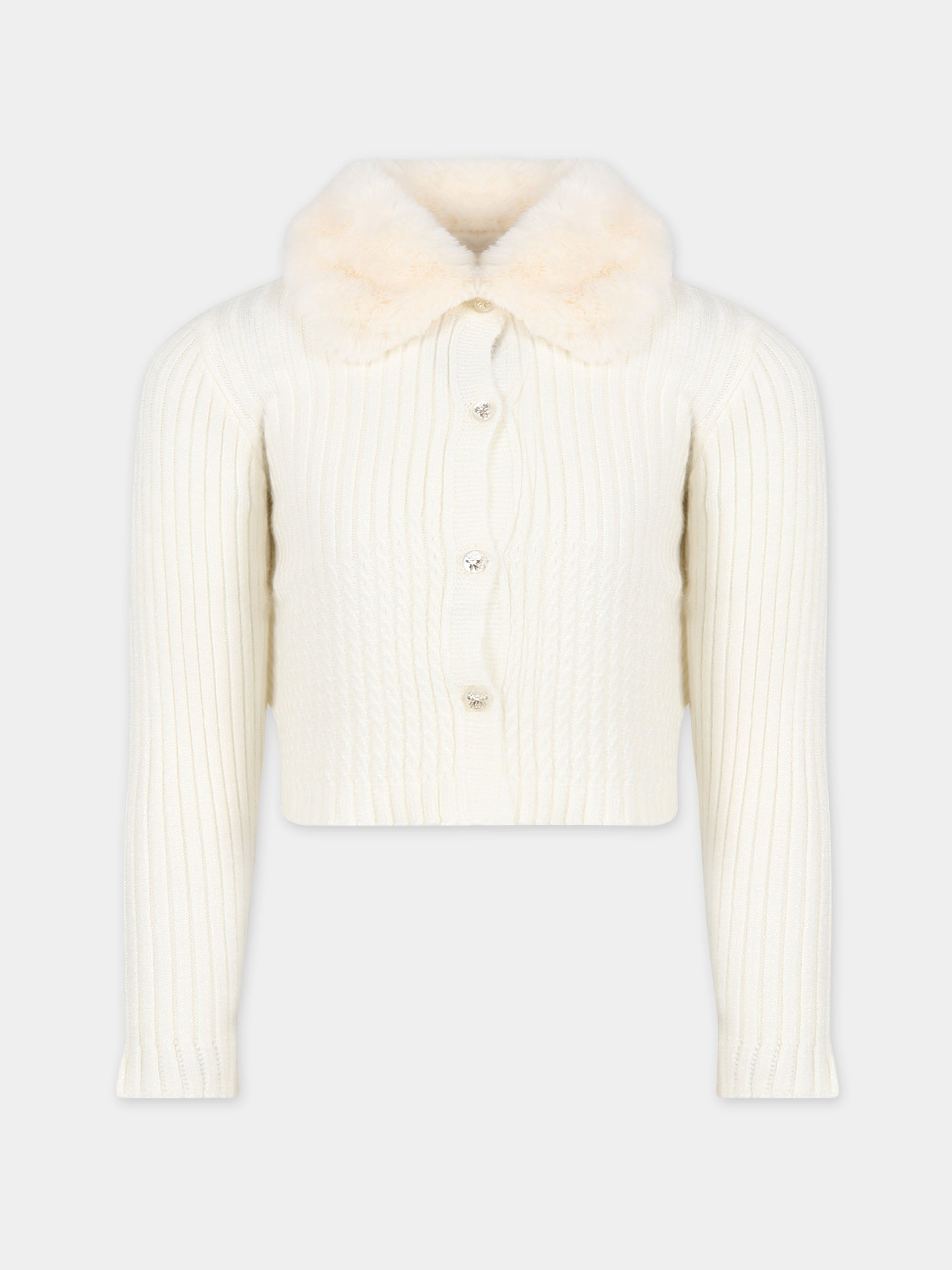 Cardigan avorio per bambina con logo,Mayoral,4309 012