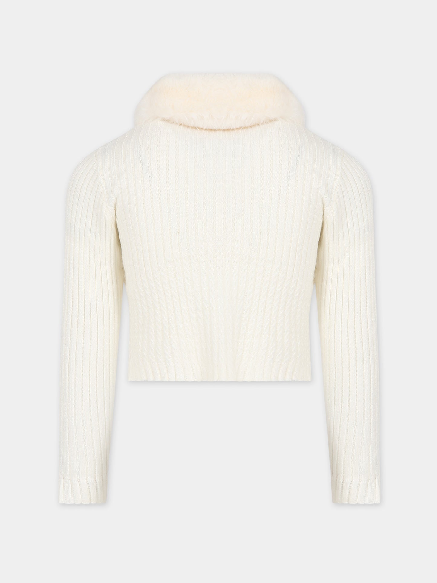 Cardigan avorio per bambina con logo,Mayoral,4309 012