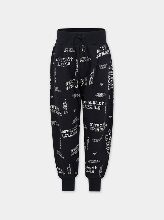 Pantaloni blu per bambino con aquilotto,Armani Junior,6R4P8K 2JGCZ F9L1