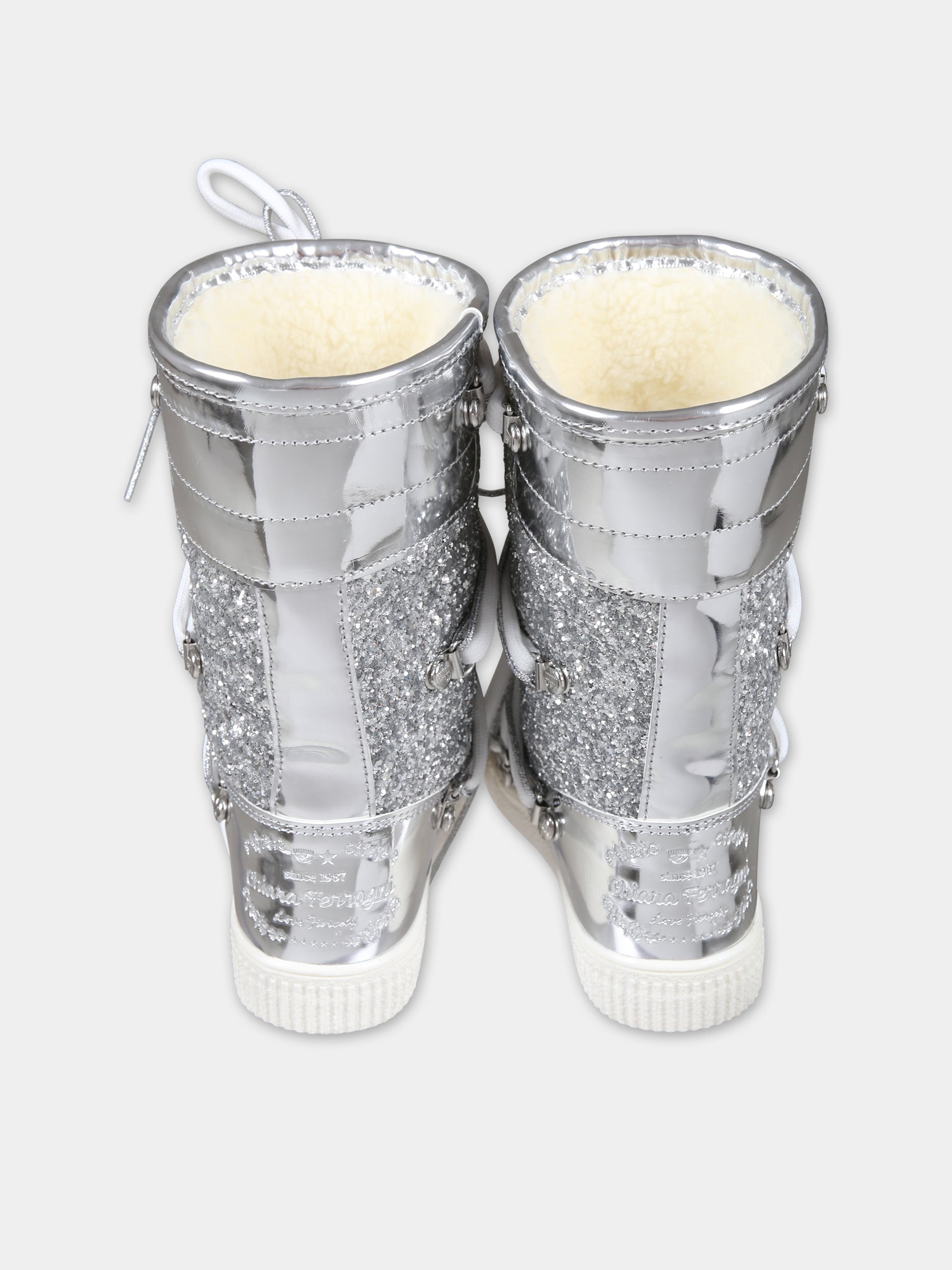 Stivali argento per bambina con logo,Chiara Ferragni Collection,CFB294 004 K