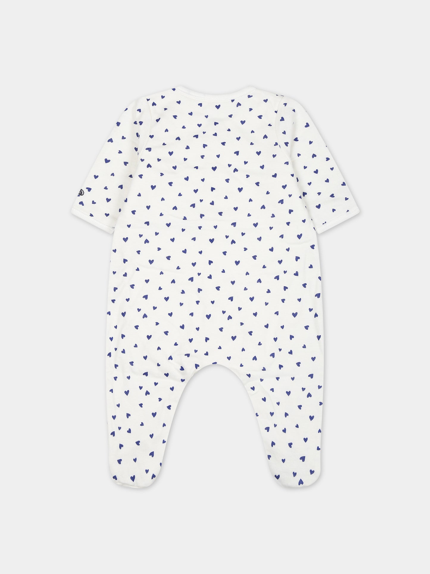 Tutina bianca per neonata con cuori blu,Petit Bateau,A087P 01