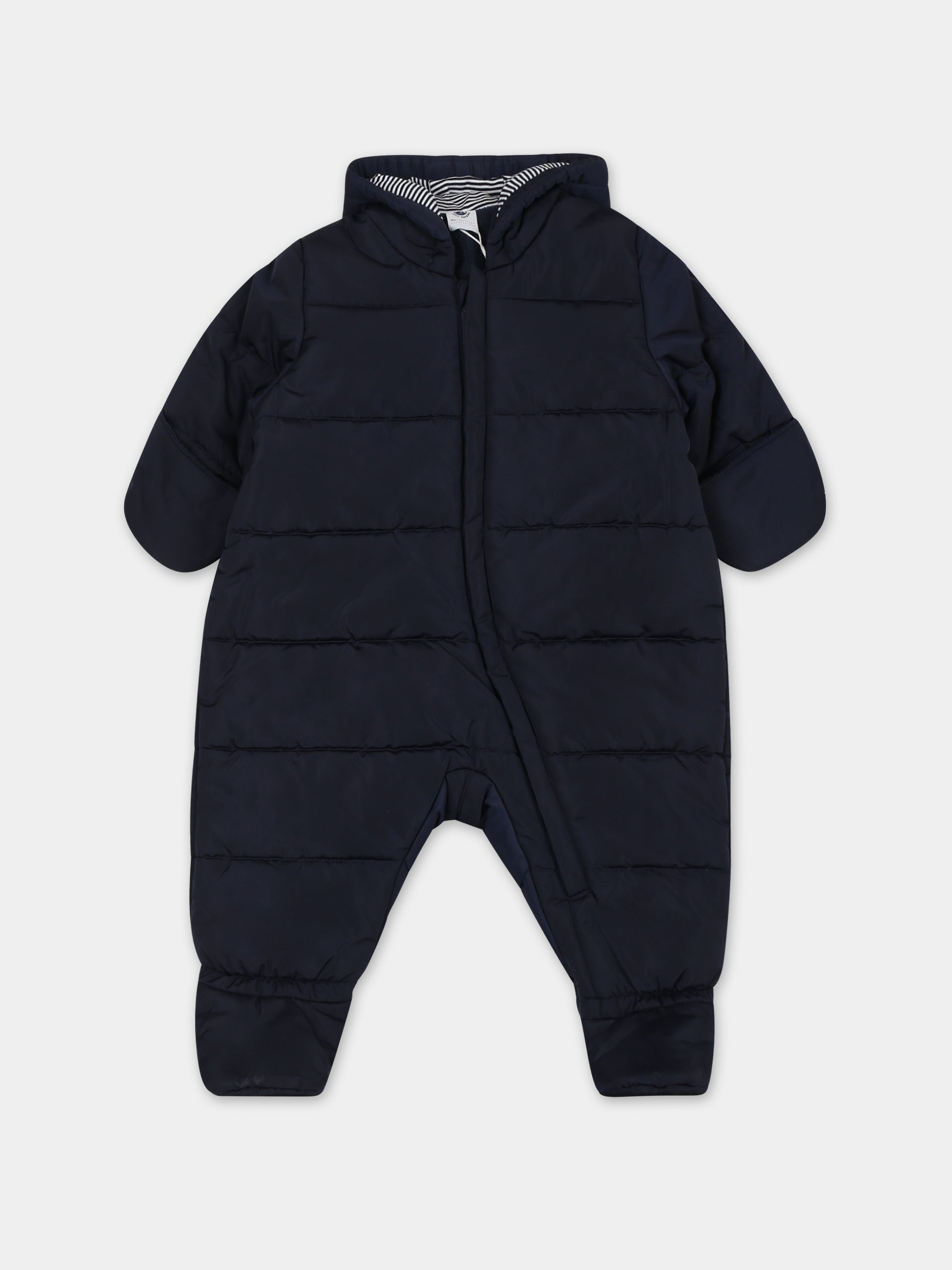 Tutina blu per neonato con logo,Petit Bateau,A08QQ 01