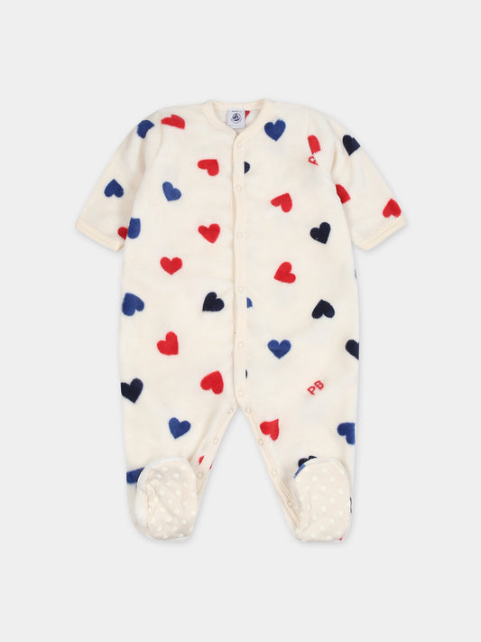 Tutina avorio per neonata con cuori,Petit Bateau,A094Z 03