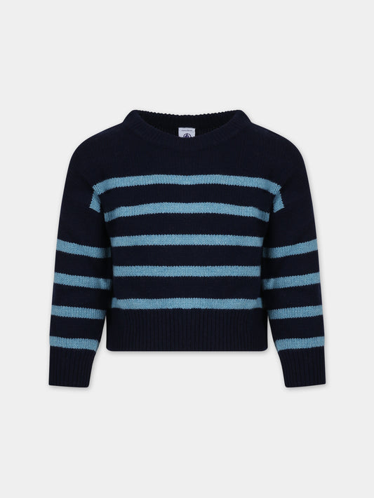 Maglione blu per bambino,Petit Bateau,A081R 01