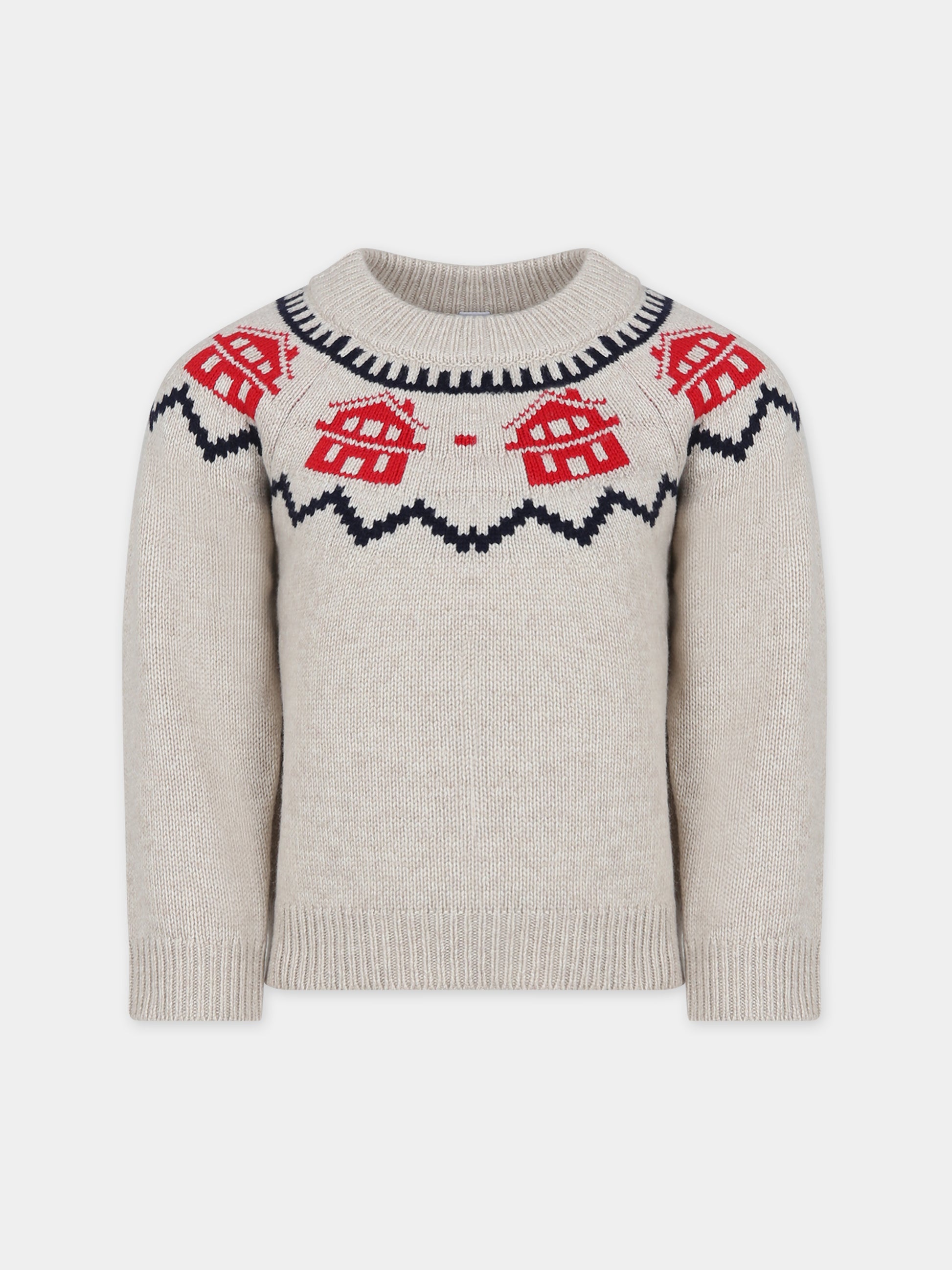 Maglione avorio per bambino con motivo jacquard,Petit Bateau,A082W 01