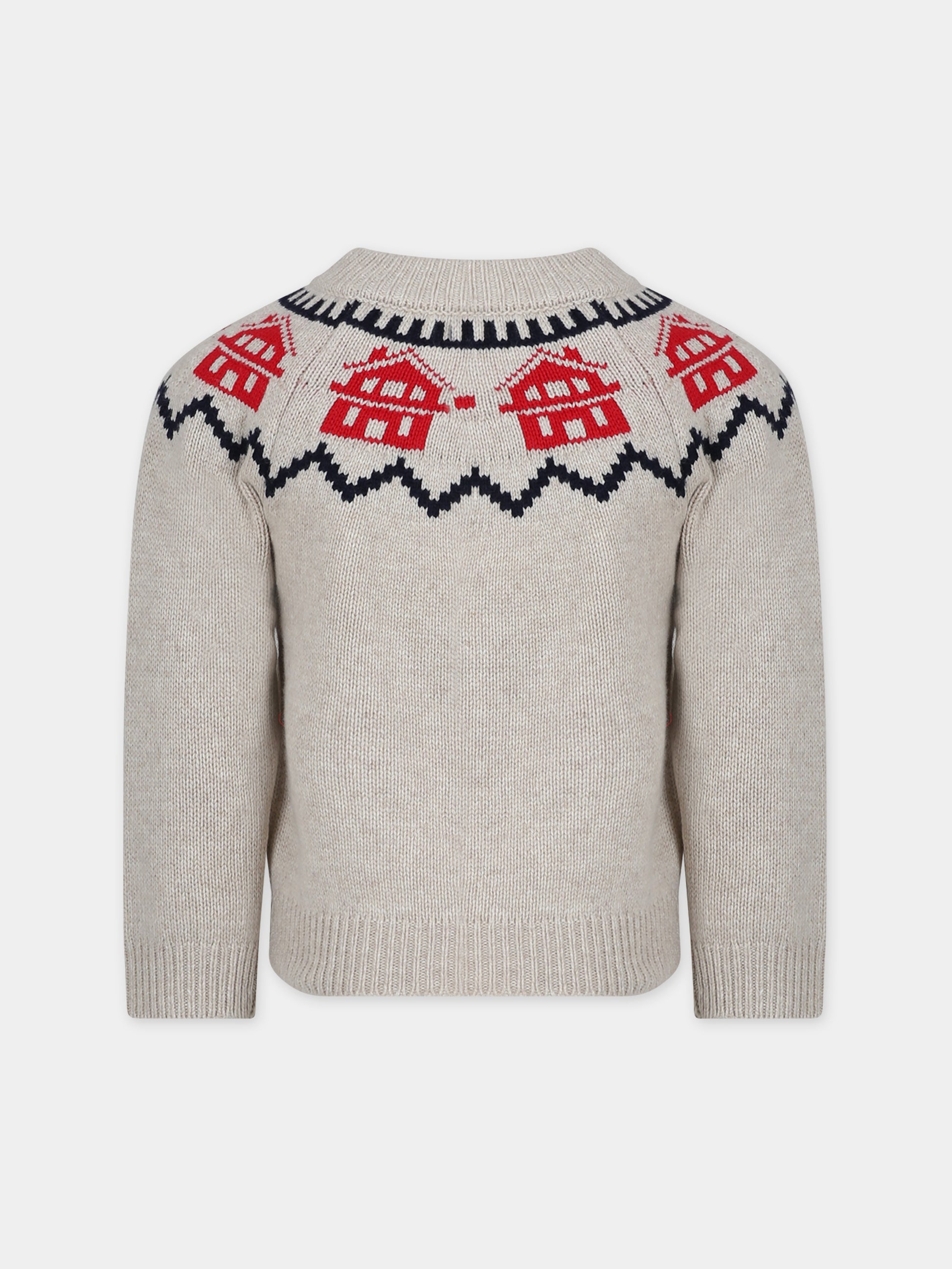 Maglione avorio per bambino con motivo jacquard,Petit Bateau,A082W 01