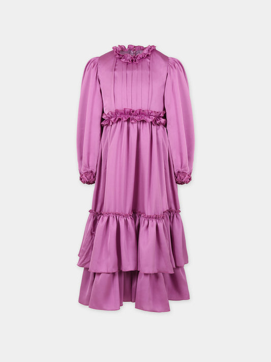Vestito viola per bambina con rouche,Eirene,FW232415