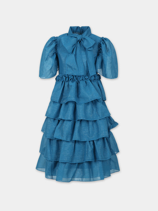 Vestito azzurro per bambina con fiocco,Eirene,FW2324107