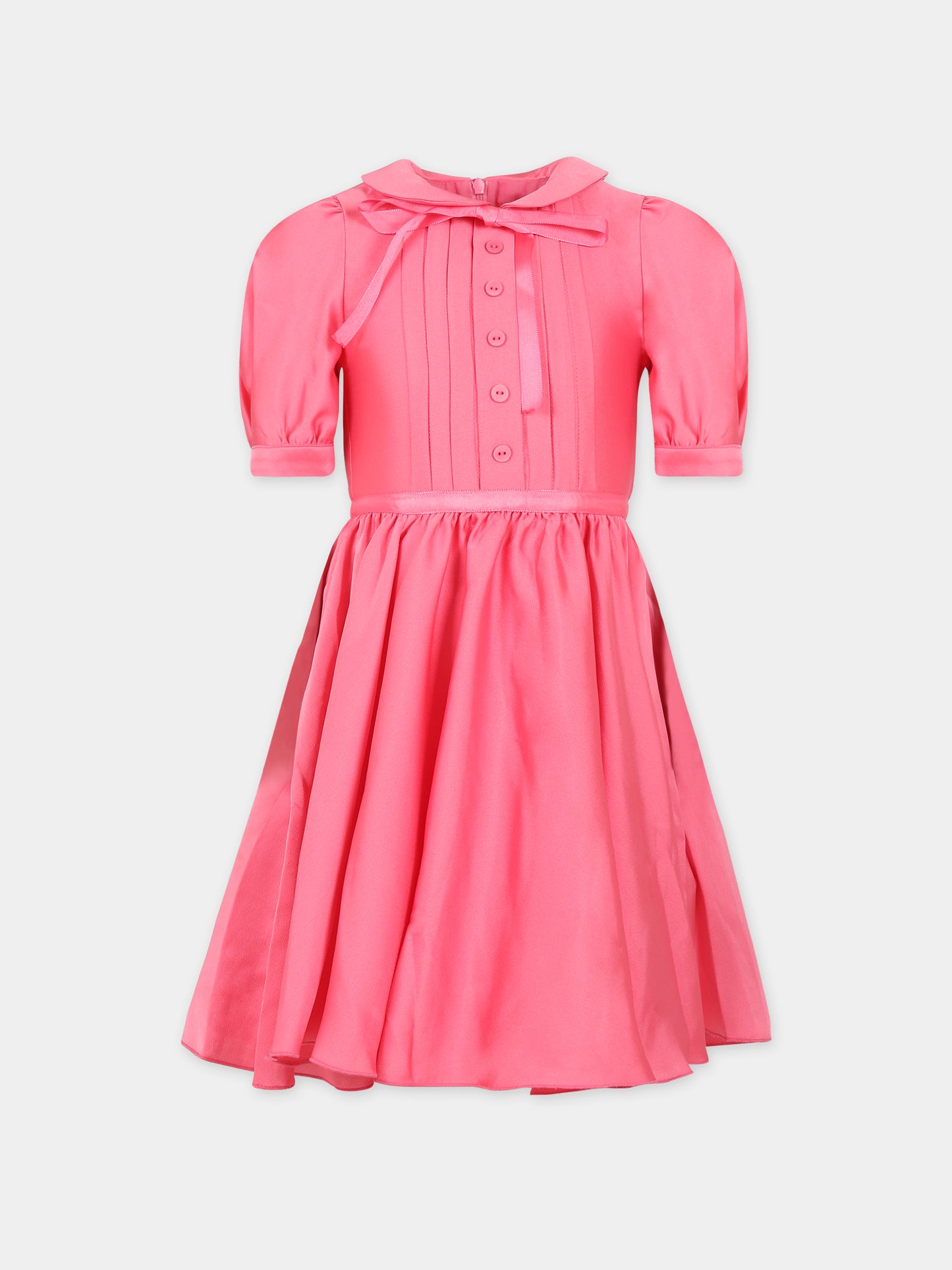 Vestito fucsia per bambina con fiocco,Eirene,FW2324106