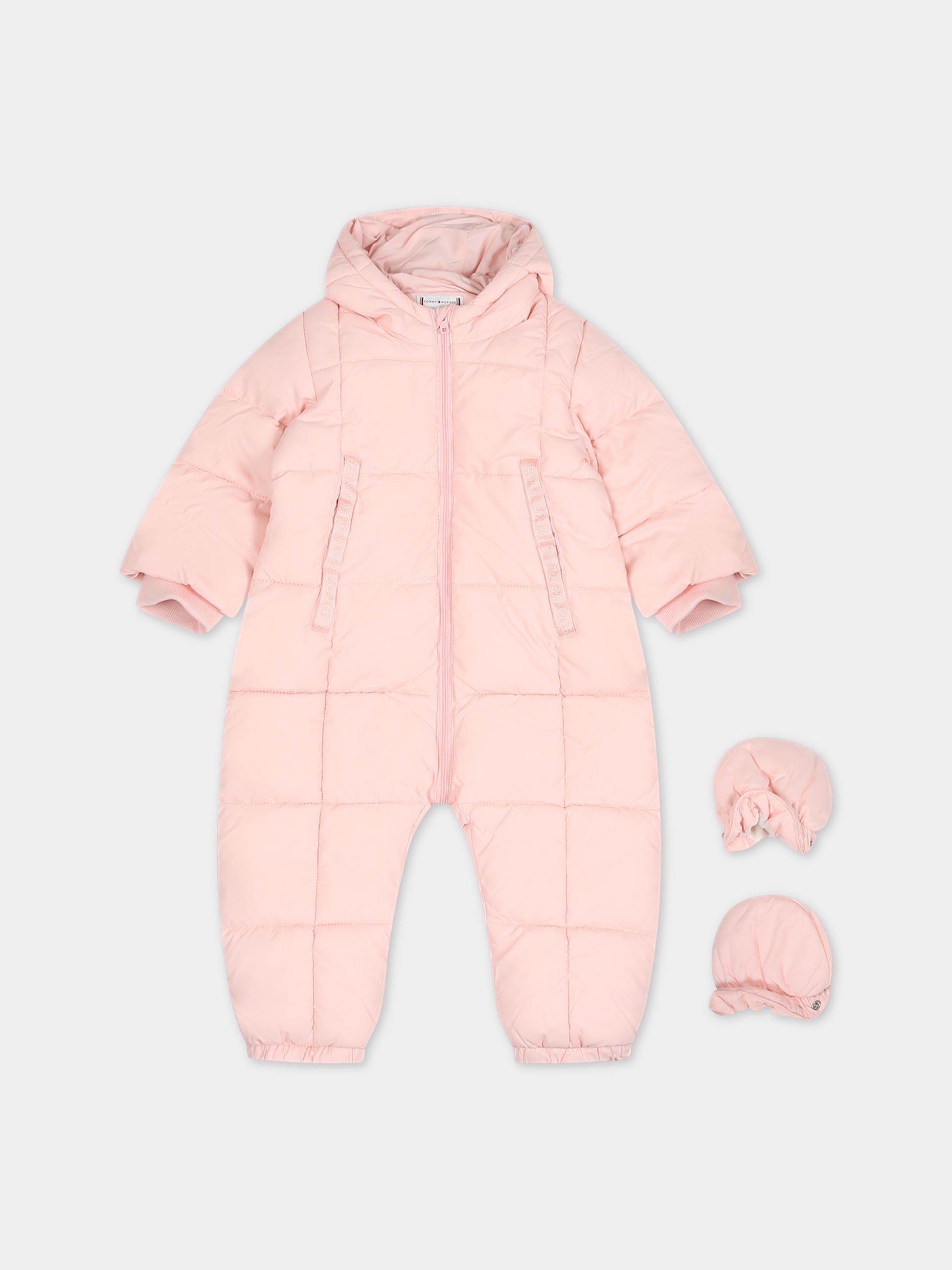 Piumino rosa per neoanta con iconica bandierina,Tommy Hilfiger Junior,23WMTHKN0KN01725J TJS