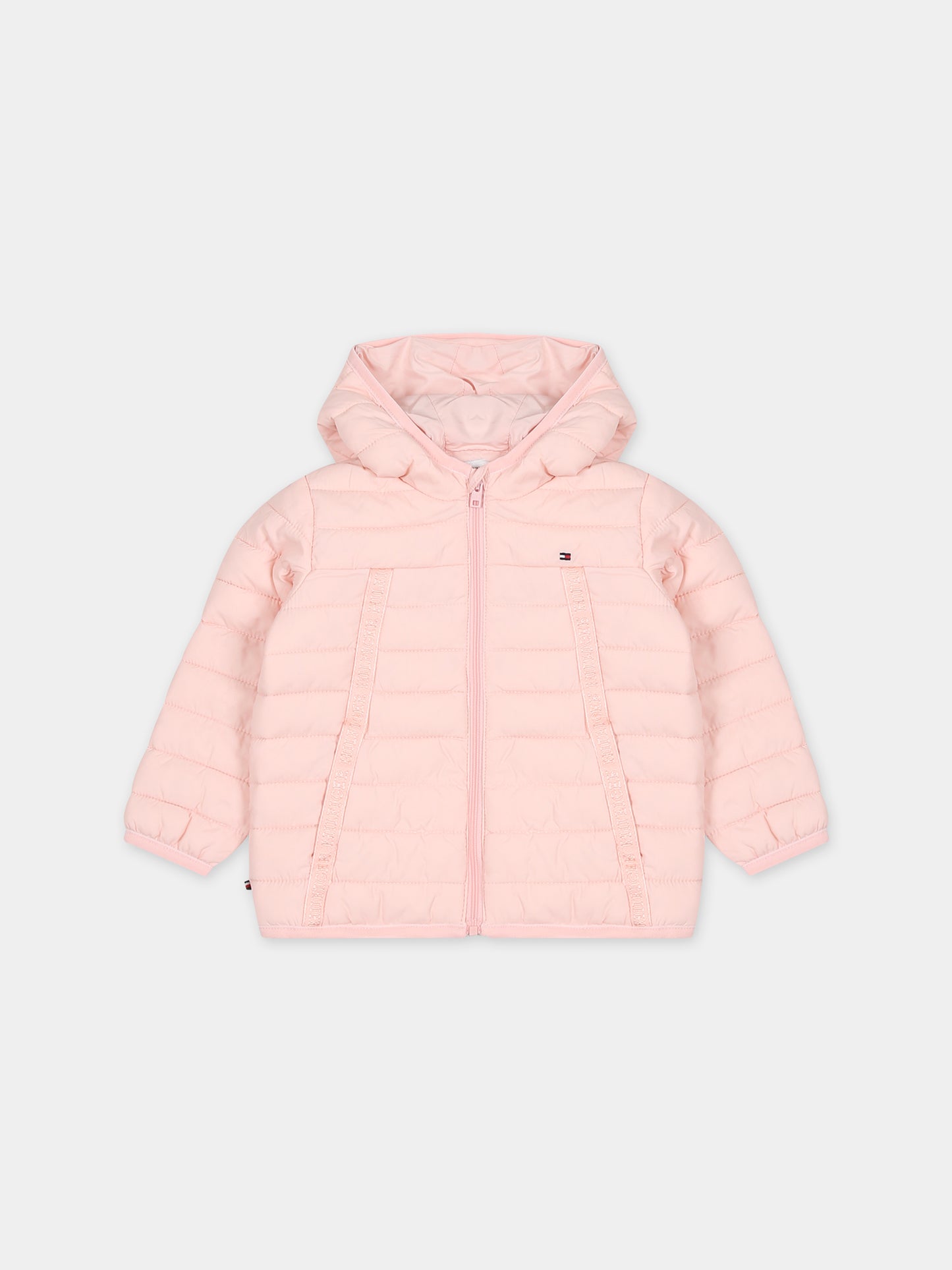 Piumino rosa per neonata con logo,Tommy Hilfiger Junior,23WMTHKN0KN01722J TJS