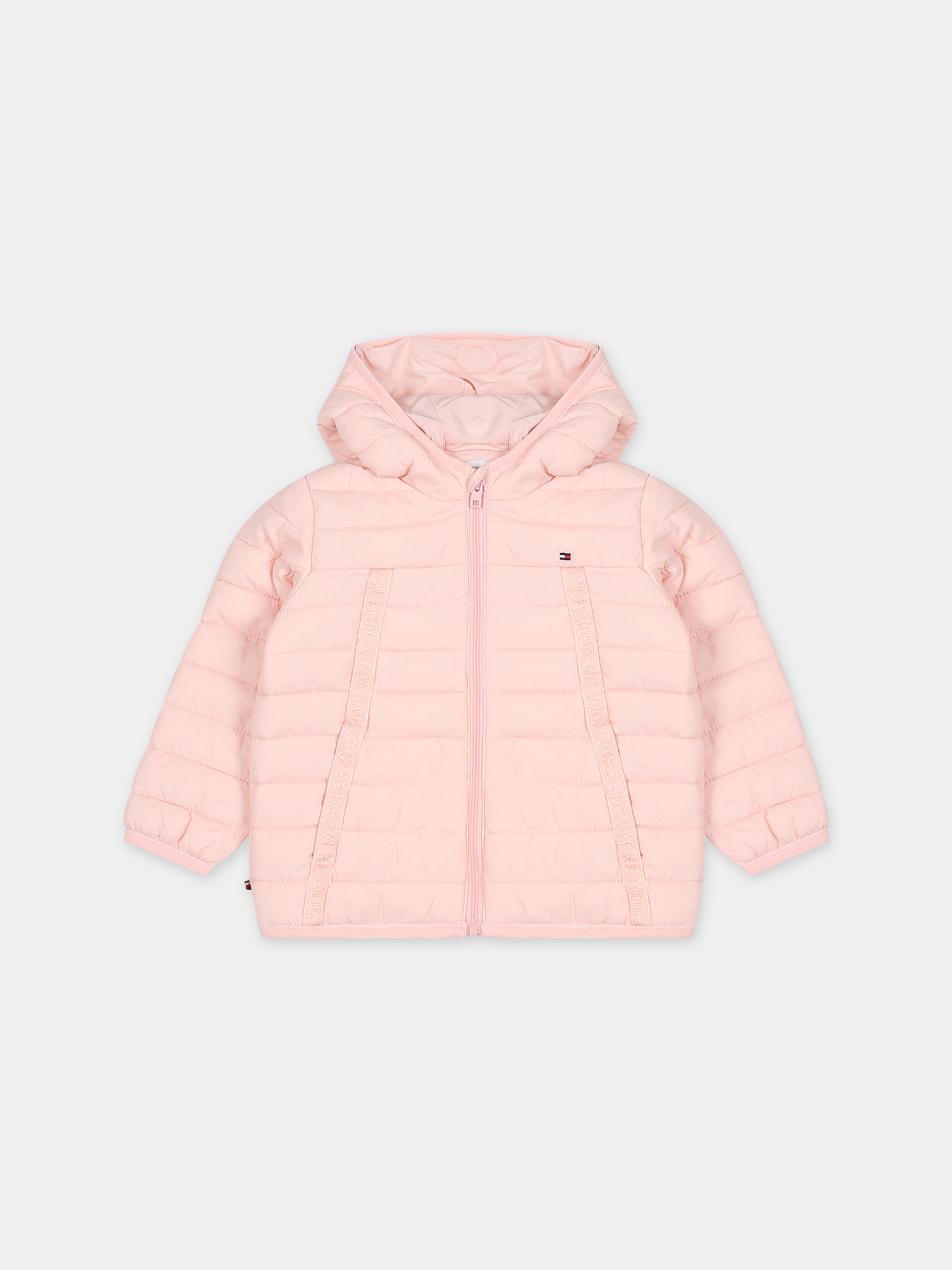 Piumino rosa per neonata con logo,Tommy Hilfiger Junior,23WMTHKN0KN01722J TJS