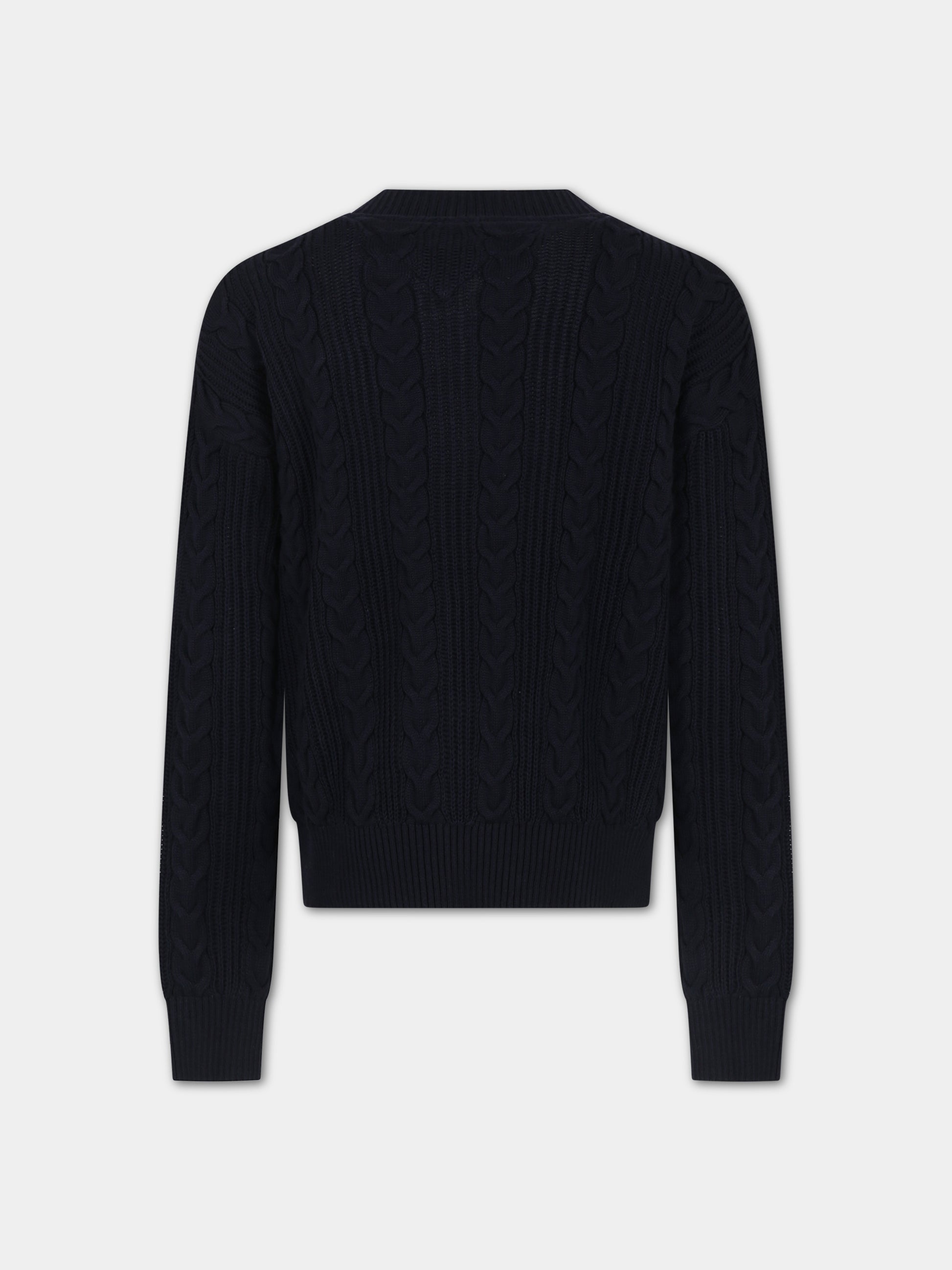 Cardigan blu per bambina con iconica bandierina,Tommy Hilfiger Junior,23WMTHKG0KG07628T dw5