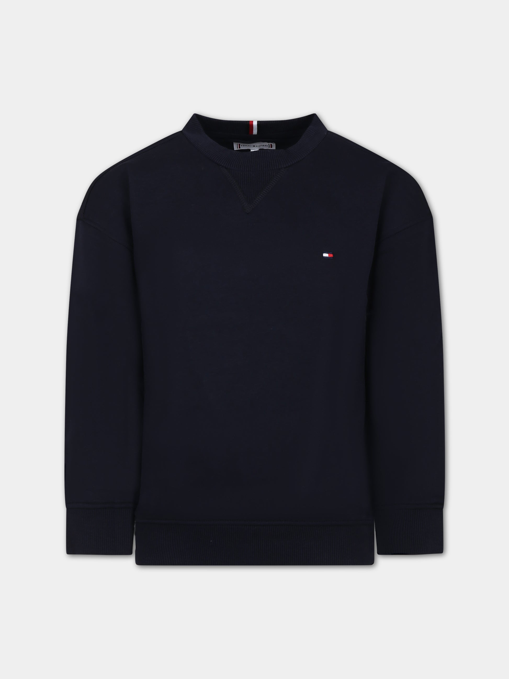 Felpa blu per bambini con iconica bandierina,Tommy Hilfiger Junior,23WMTHKS0KS00448J DW5