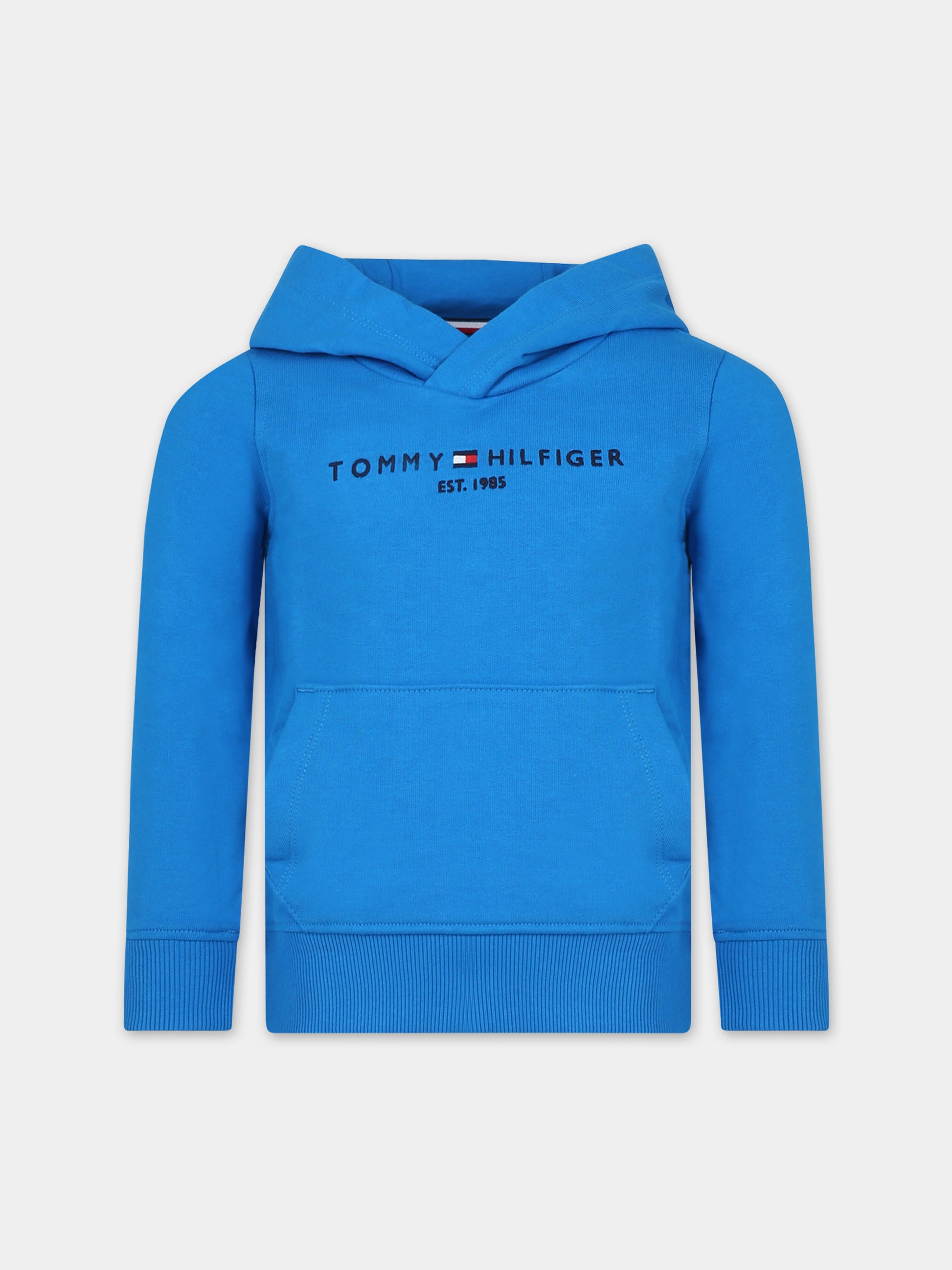 Felpa azzurra per bambini con logo,Tommy Hilfiger Junior,23WMTHKS0KS00205J CZU