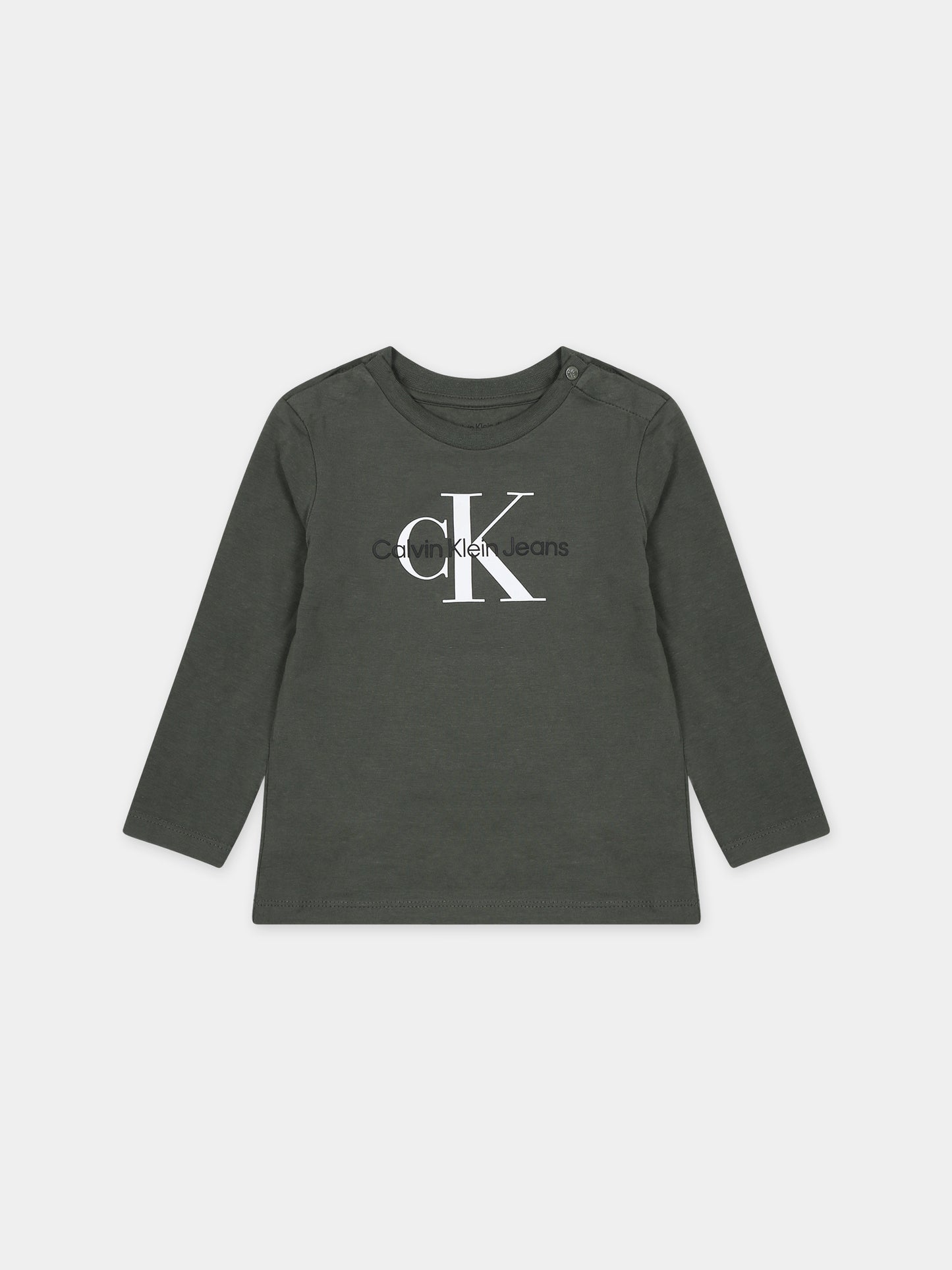 T-shirt verde per neonato con logo,Calvin Klein Kids,23WMCKIN0IN00005 LLP
