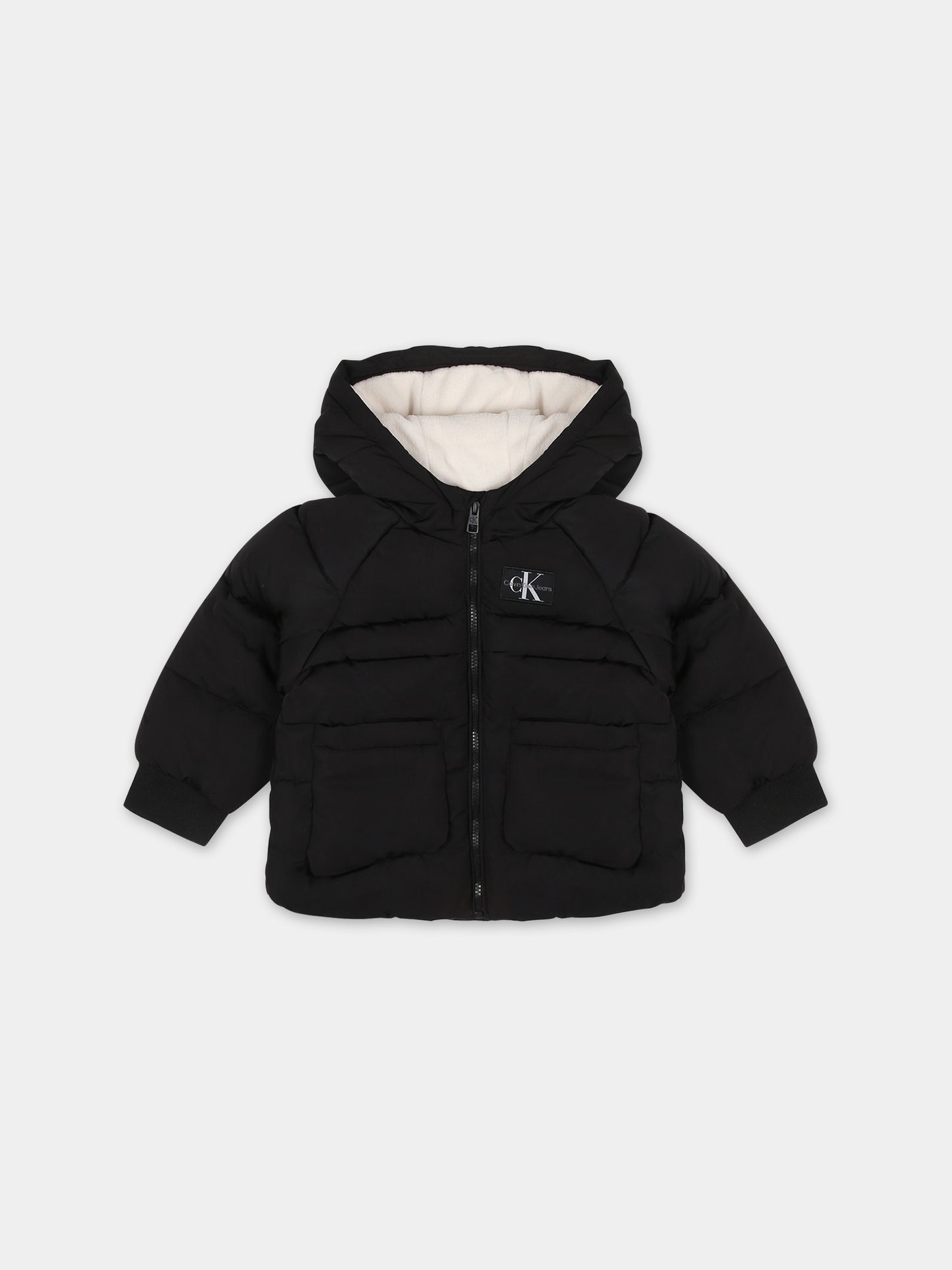 Piumino nero per neonato con logo,Calvin Klein Kids,23WMCKIN0IN00126 BEH