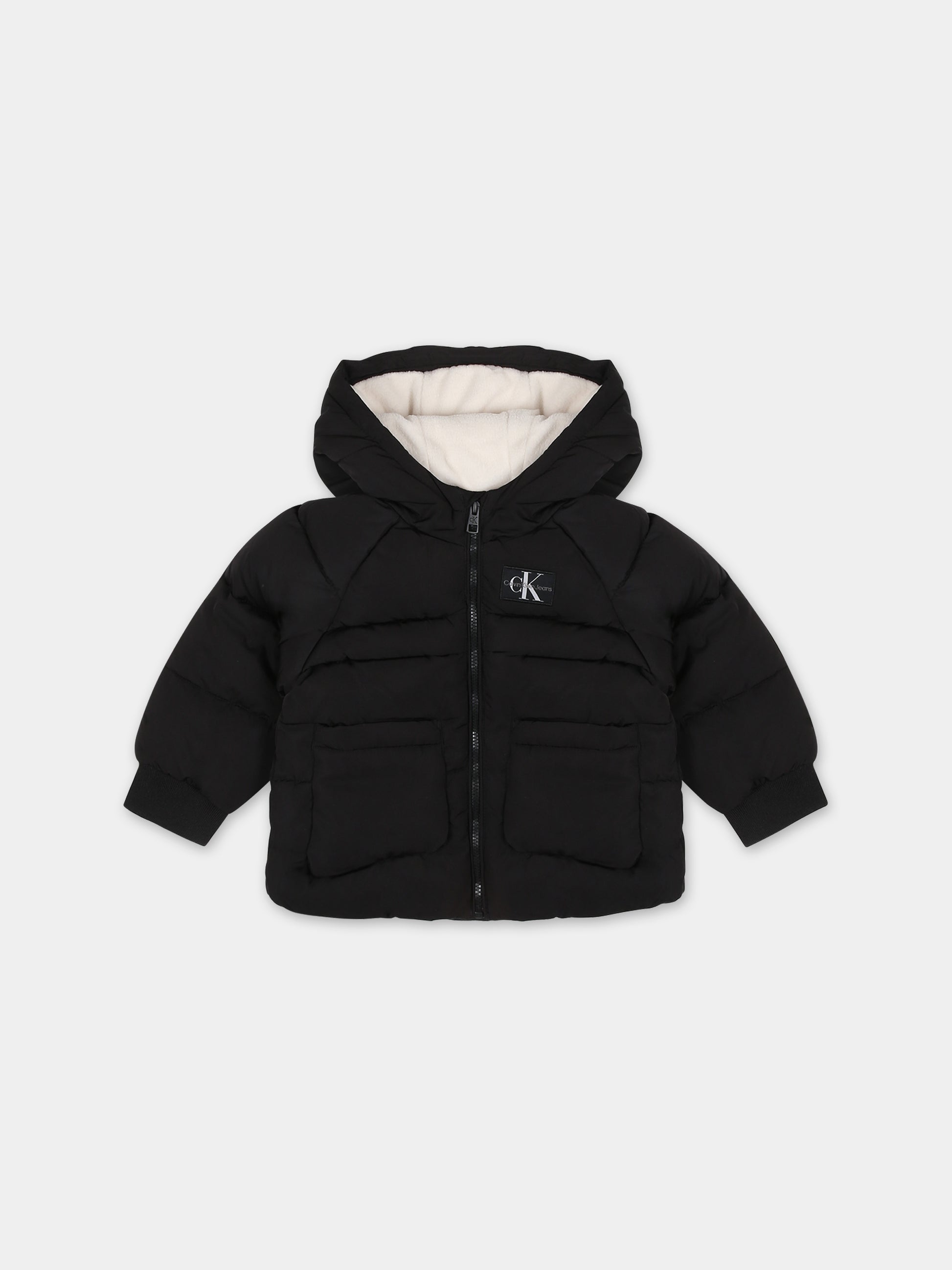 Piumino nero per neonato con logo,Calvin Klein Kids,23WMCKIN0IN00126 BEH