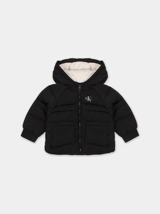 Piumino nero per neonato con logo,Calvin Klein Kids,23WMCKIN0IN00126 BEH