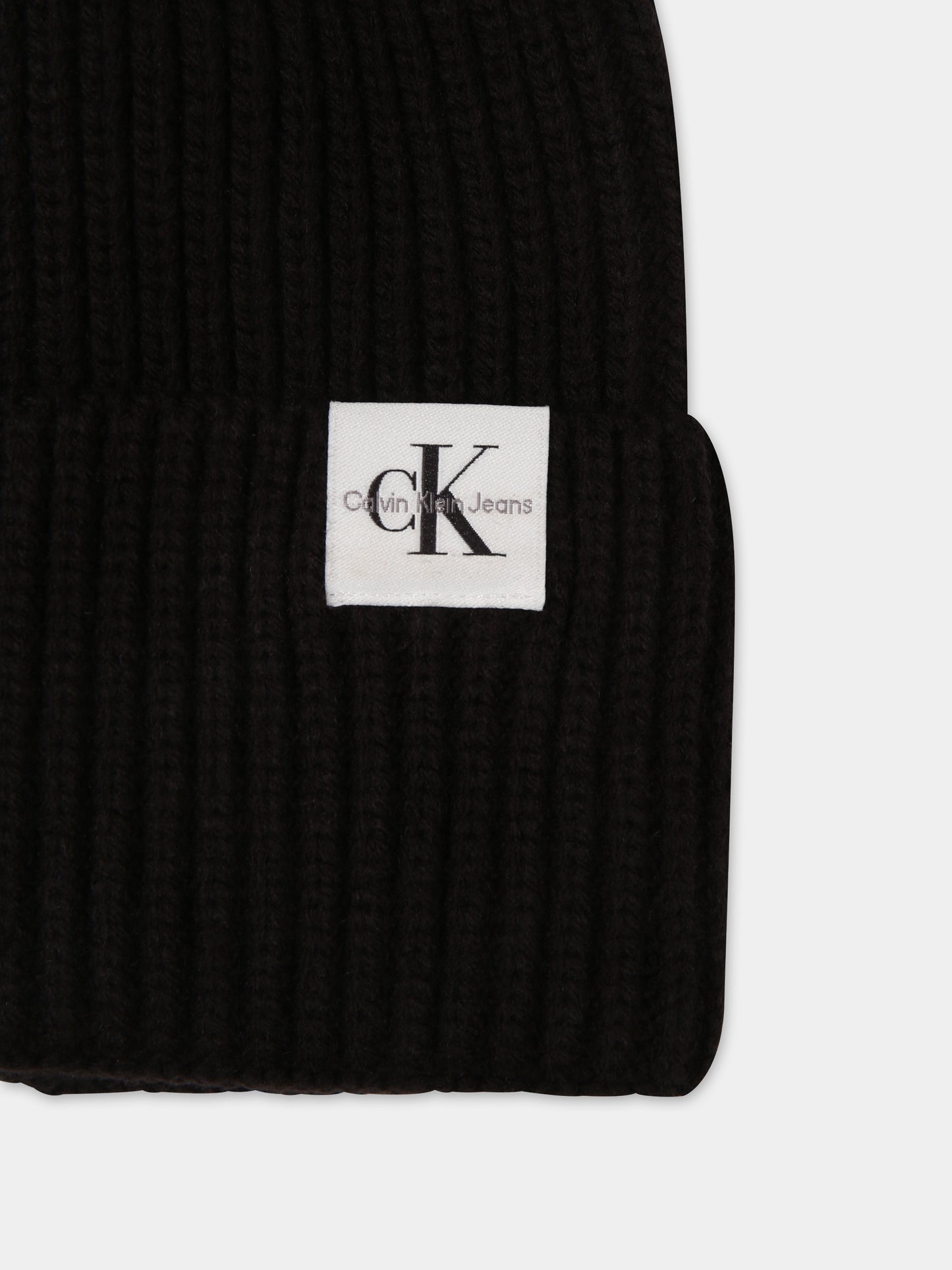 Cappello nero per bambini con logo,Calvin Klein Kids,23WMCKIU0IU00440 BEH