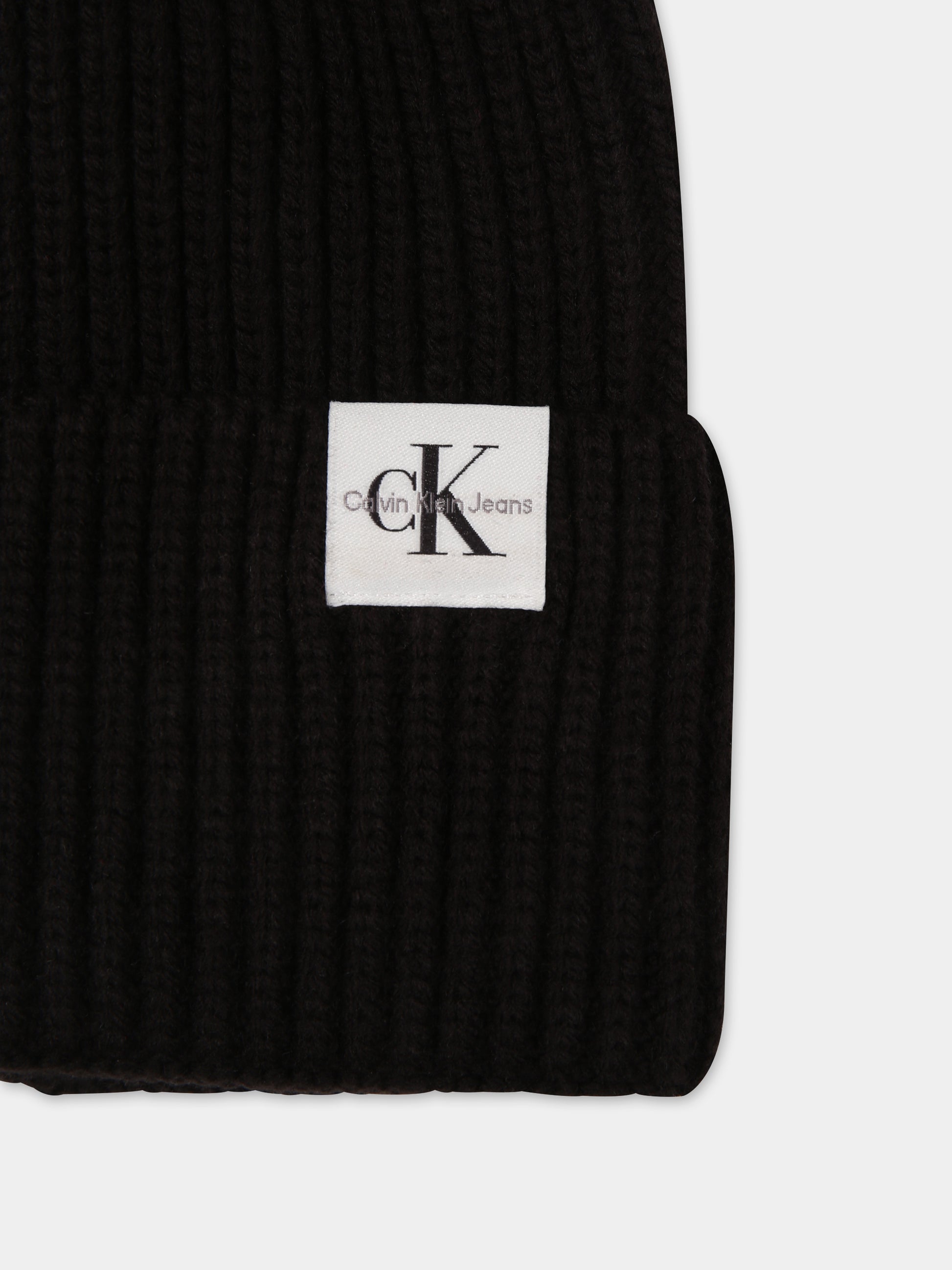 Cappello nero per bambini con logo,Calvin Klein Kids,23WMCKIU0IU00440 BEH