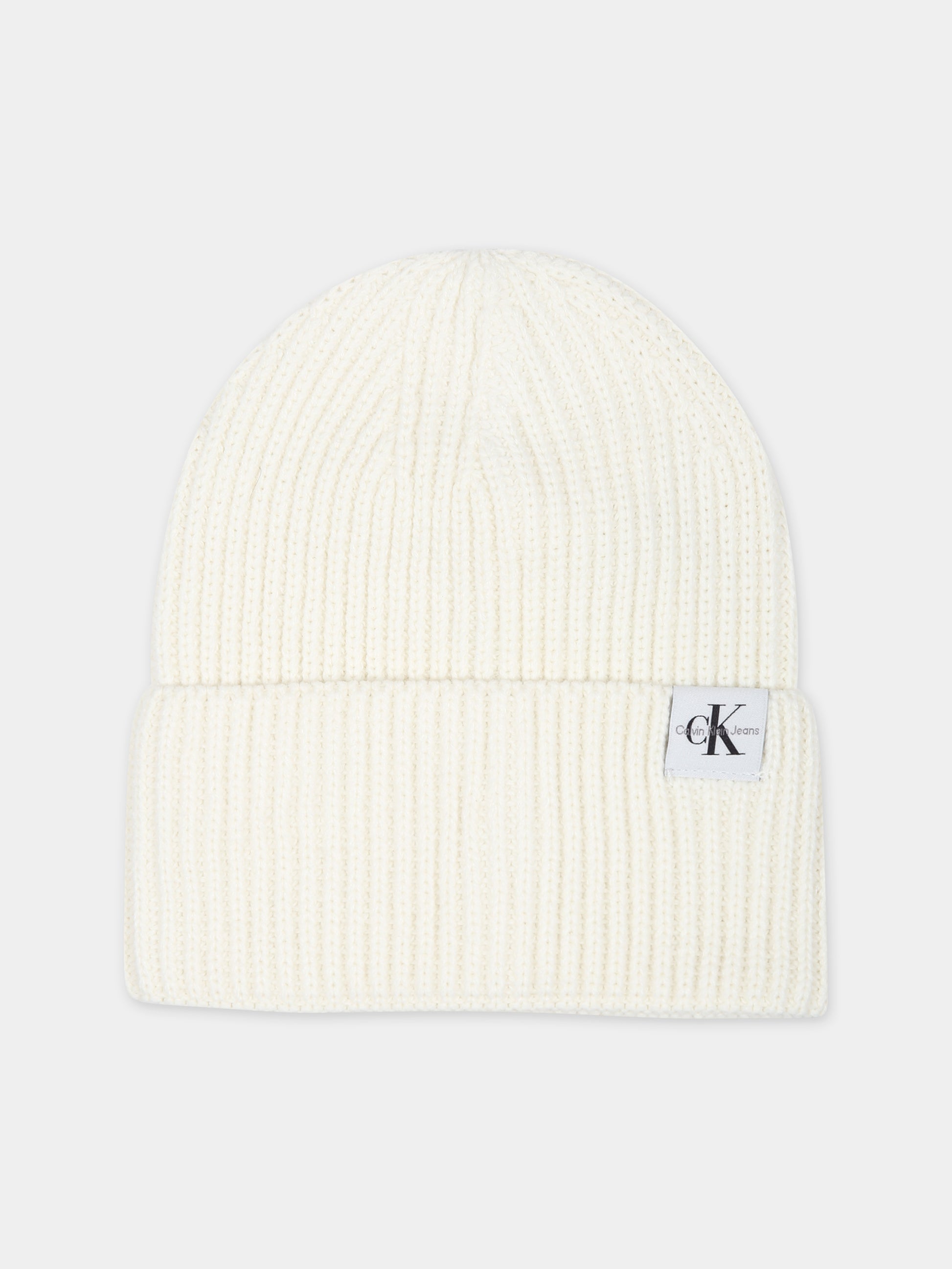 Cappello avorio per bambini con logo,Calvin Klein Kids,23WMCKIU0IU00440 YBI