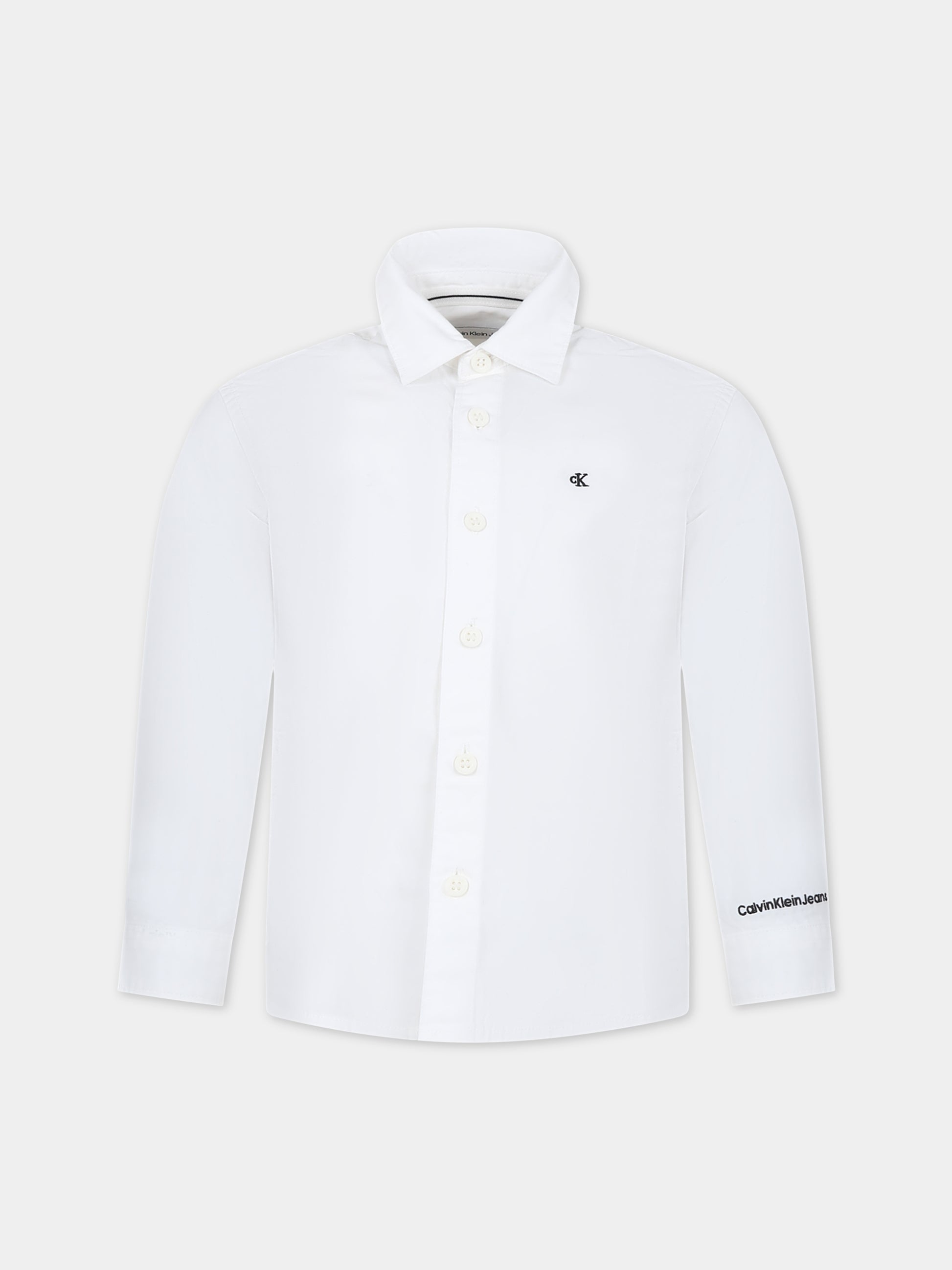 Camicia bianca per bambina con logo,Calvin Klein Kids,23WMCKIB0IB01826 YAF
