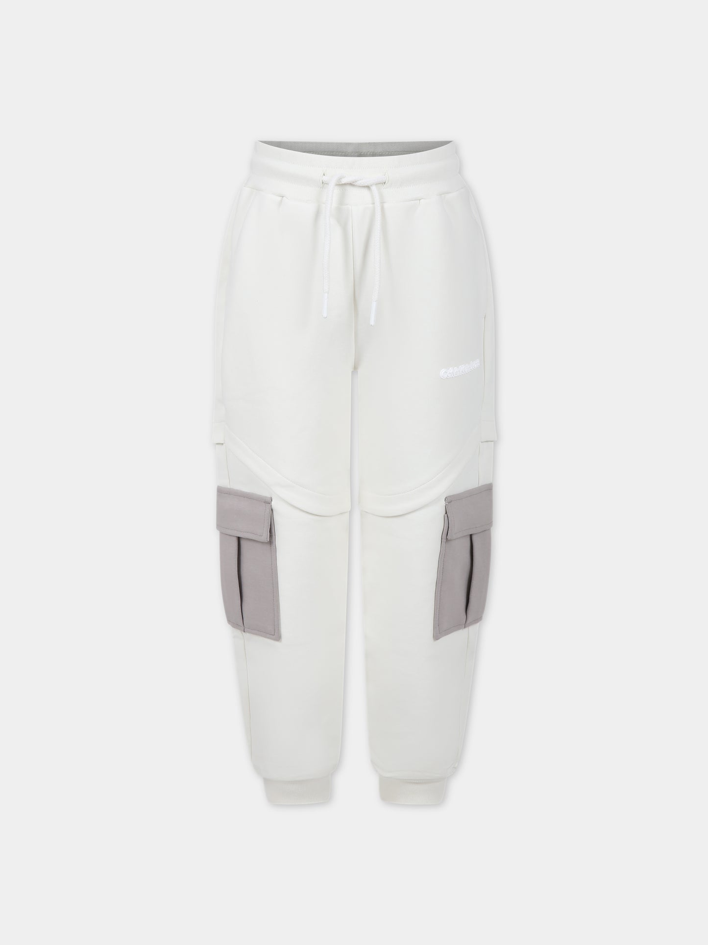 Pantaloni avorio per bambino con logo,Calvin Klein Kids,23WMCKIB0IB01813 YBI