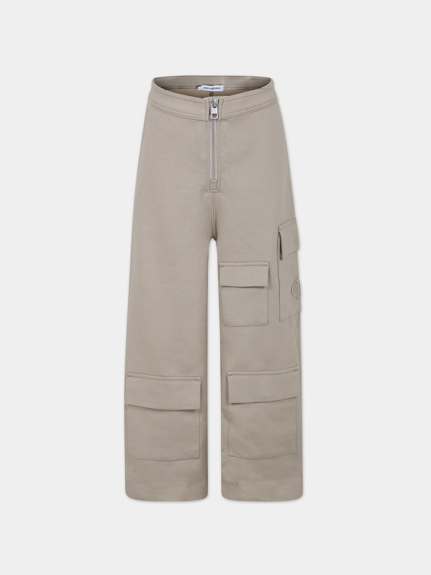 Pantaloni beige per bambino con monogramma,Calvin Klein Kids,23WMCKIG0IG02262 PED