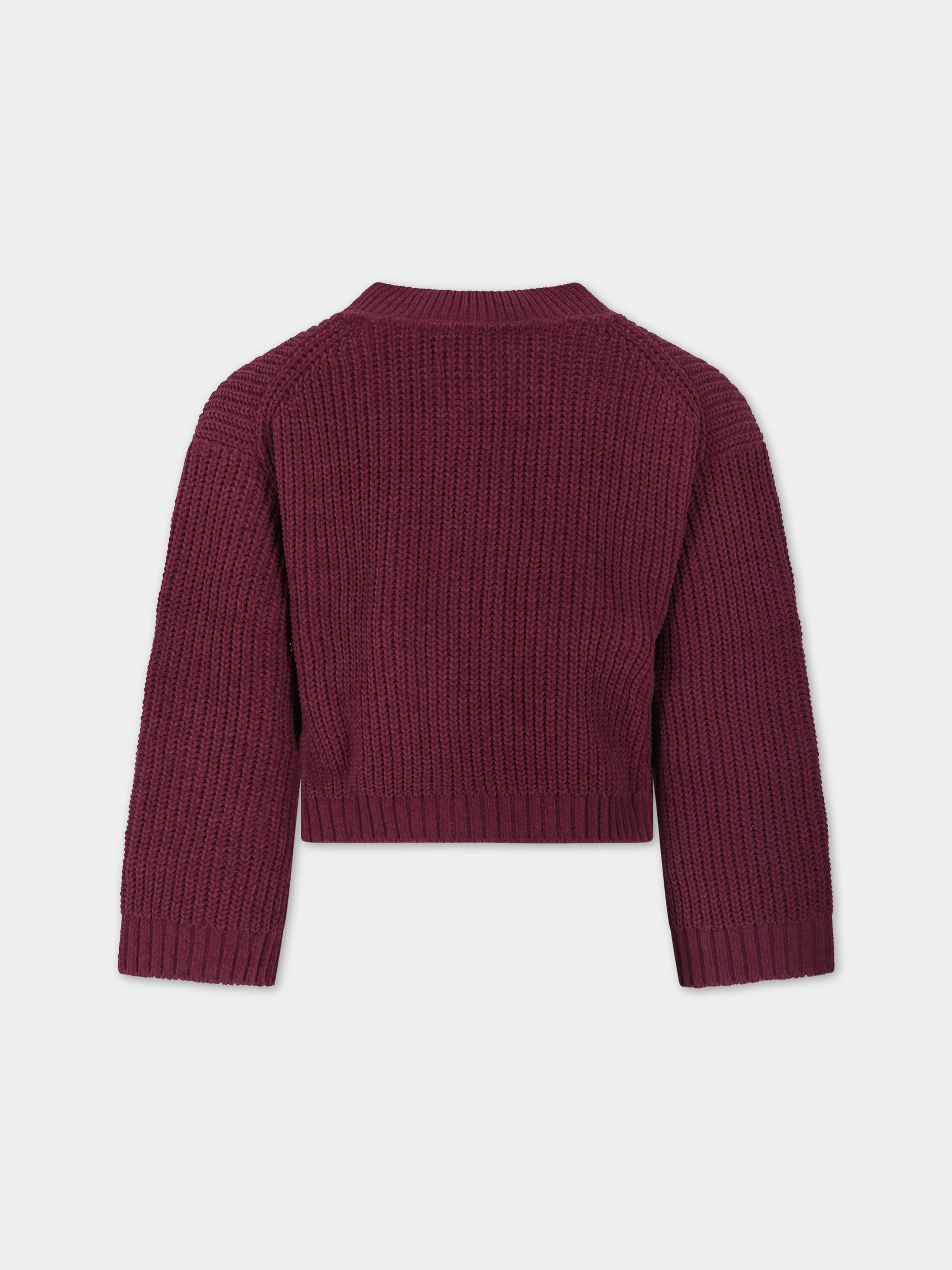 Cardigan bordeaux per bambina con logo,Calvin Klein Kids,23WMCKIG0IG02215 VAC