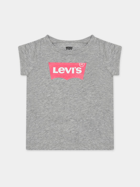 T-shirt grigia per neonata con logo,Levi's Kids,23WMLK1EB526 C87