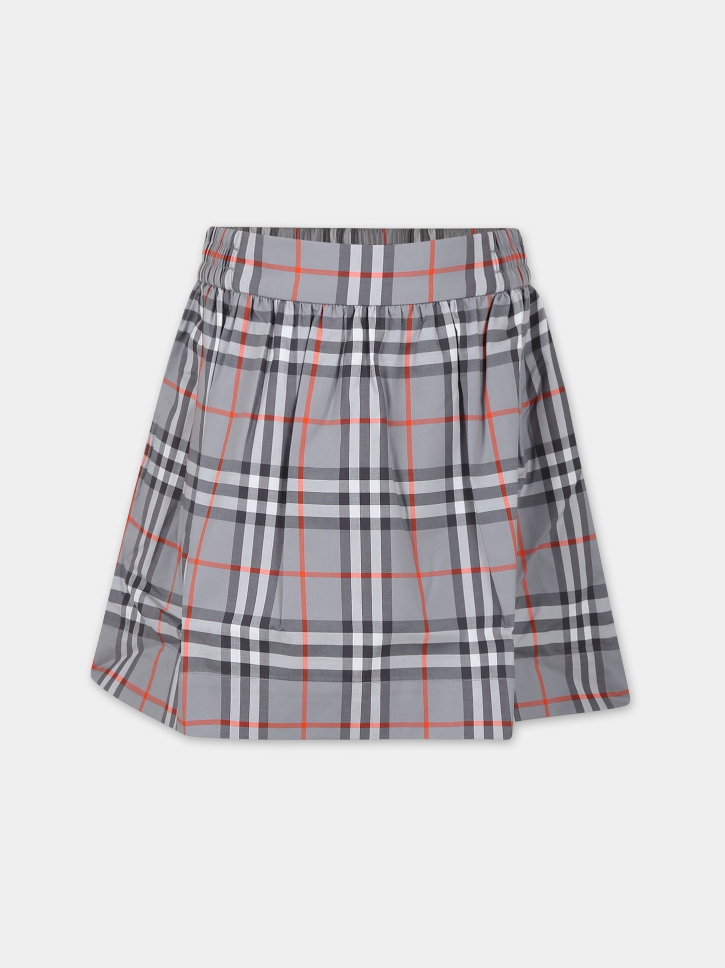 Gonna grigia per bambina con iconico check,Burberry Kids,8073510