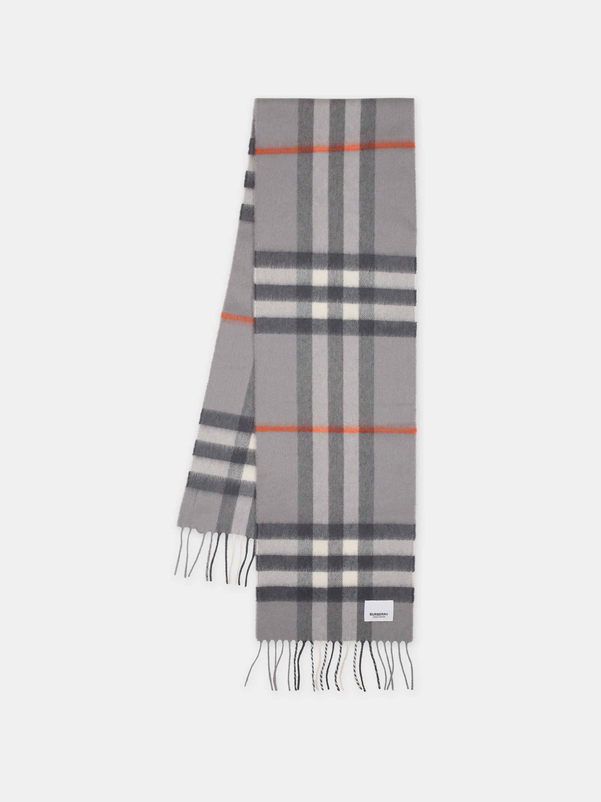 Sciarpa grigia per bambini con iconico check,Burberry Kids,8070476