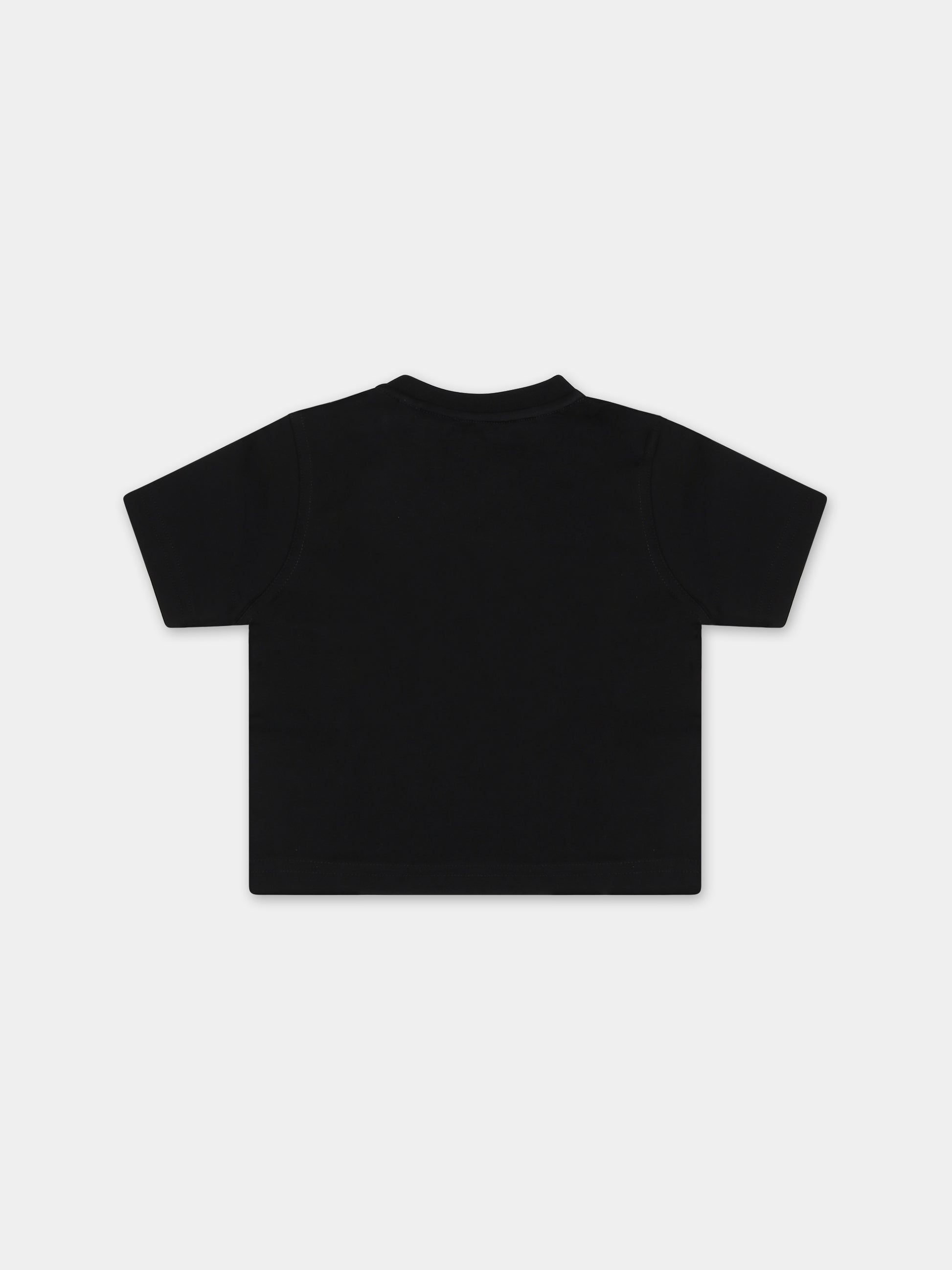 T-shirt nera per neonato con stampa logo,Burberry Kids,8072770