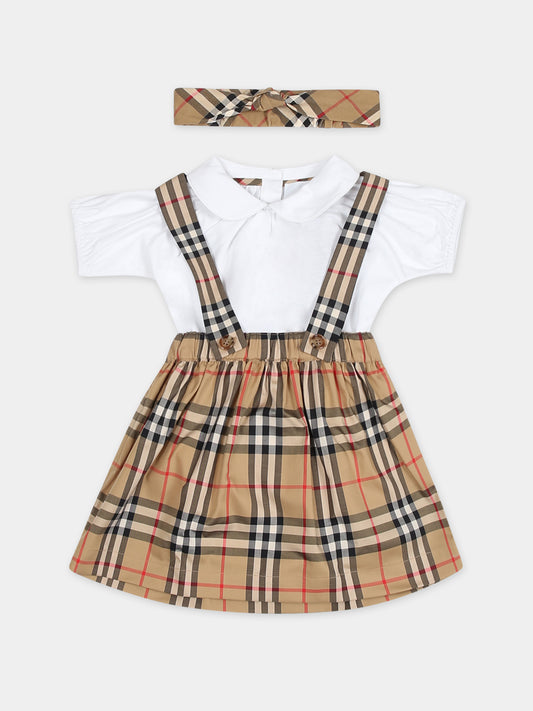 Completo multicolor per neonata con iconico check vintage,Burberry Kids,8070271