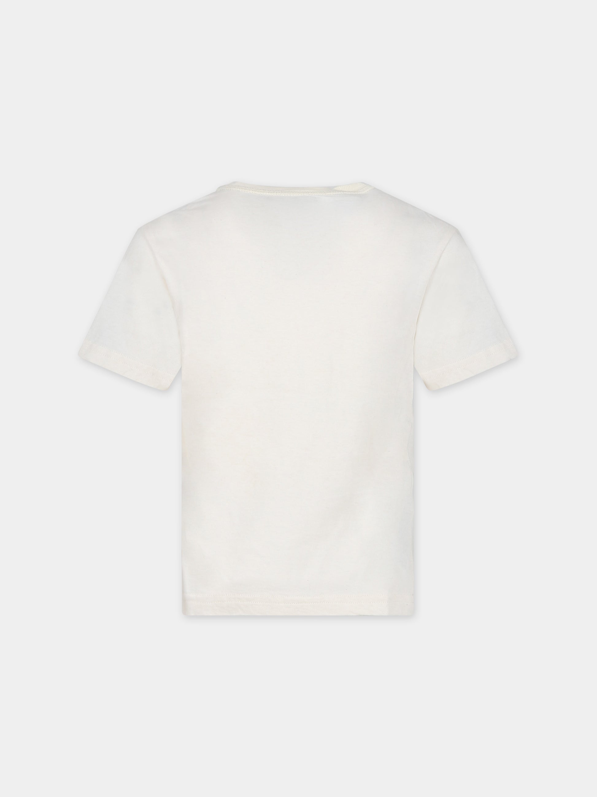 T-shirt avorio per bambini con stampa e logo,Myar,MY0102 MY079 MYT30U MY108