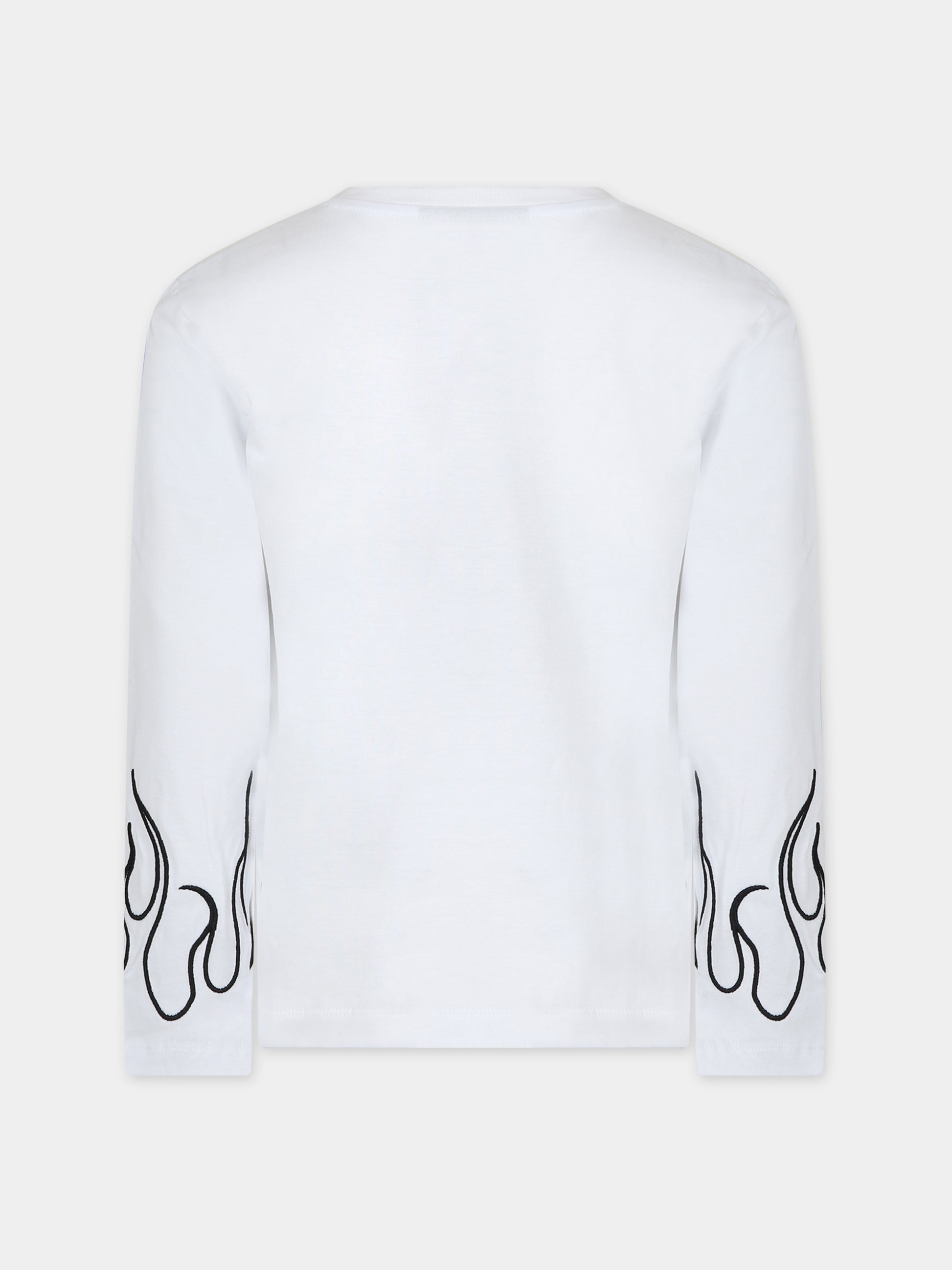 T-shirt bianca per bambino con fiamme,Vision Of Super,TSV4303J BIANCO