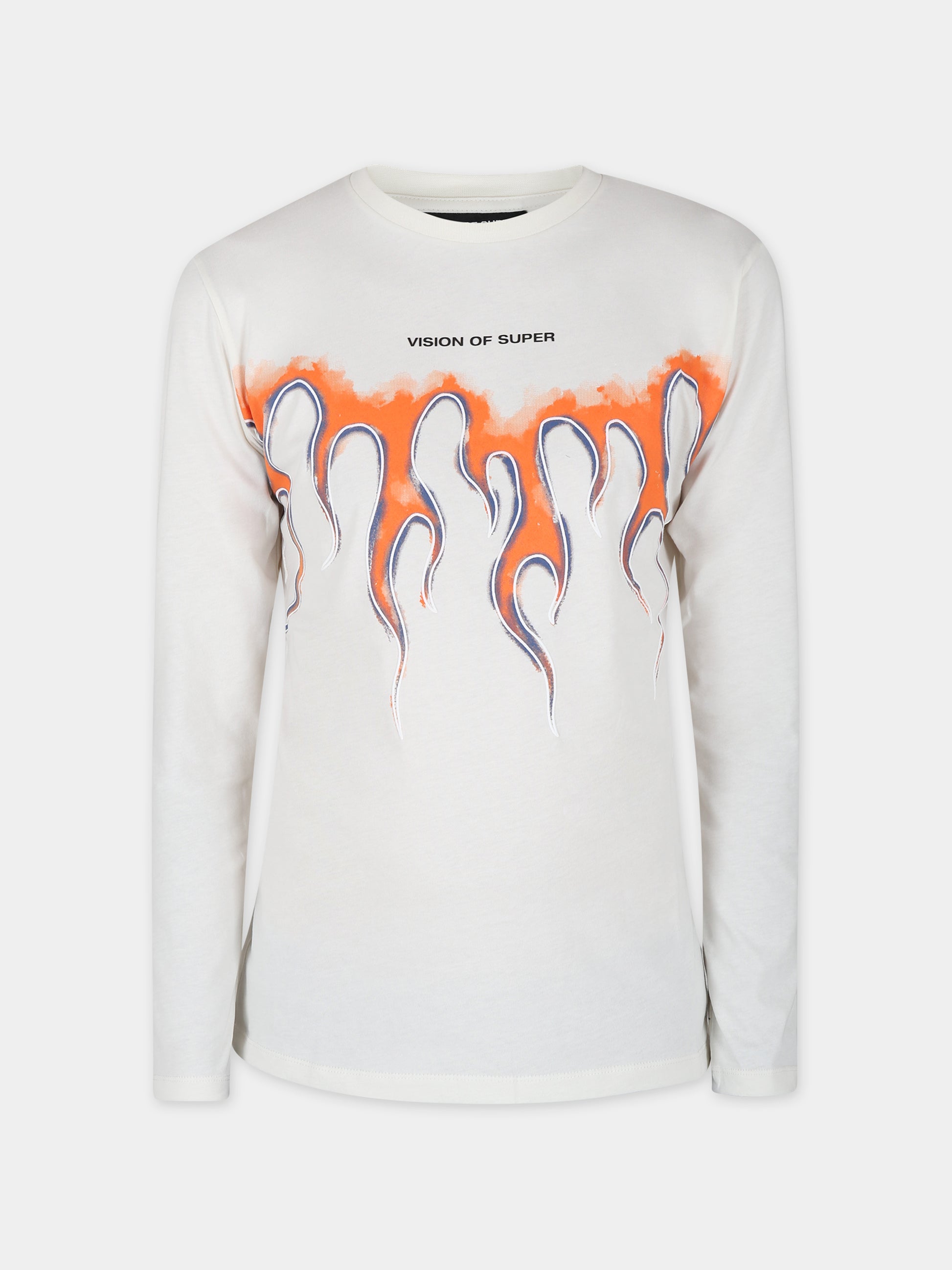 T-shirt avorio per bambio con fiamme,Vision Of Super,TSV4305J BURRO